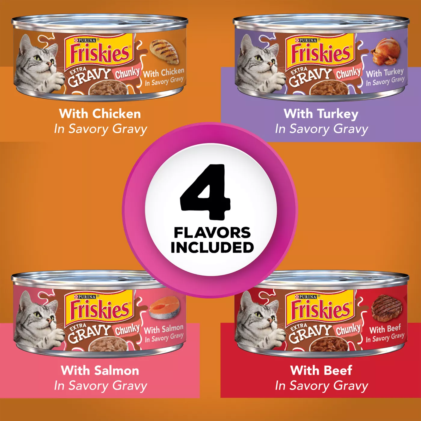 Purina Friskies Extra Gravy Adult Cat Wet Food Variety Pack 24 CT 132 OZ