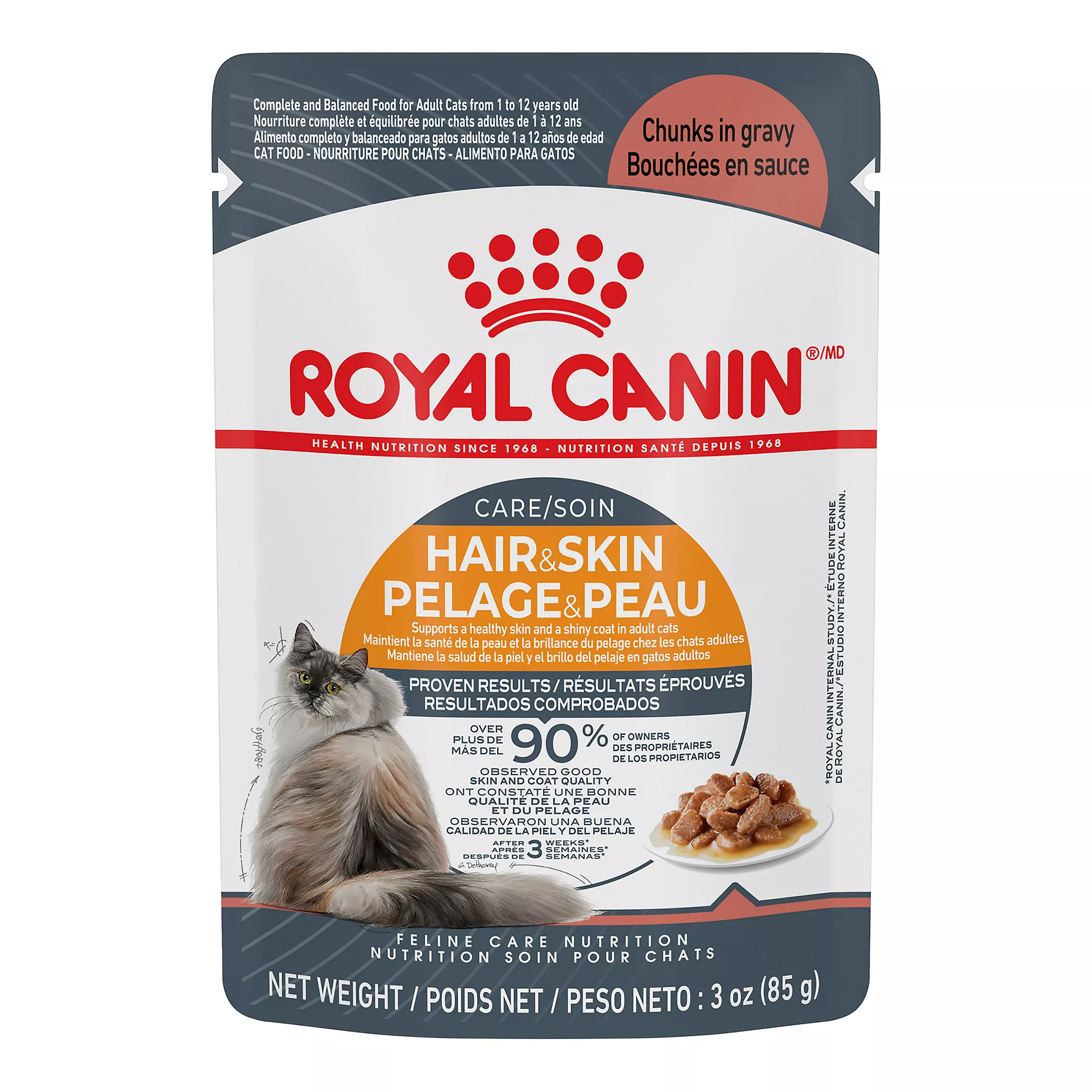 Royal Canin Intense Beauty Chunks in Gravy Wet Cat Food Pouch - 3 oz