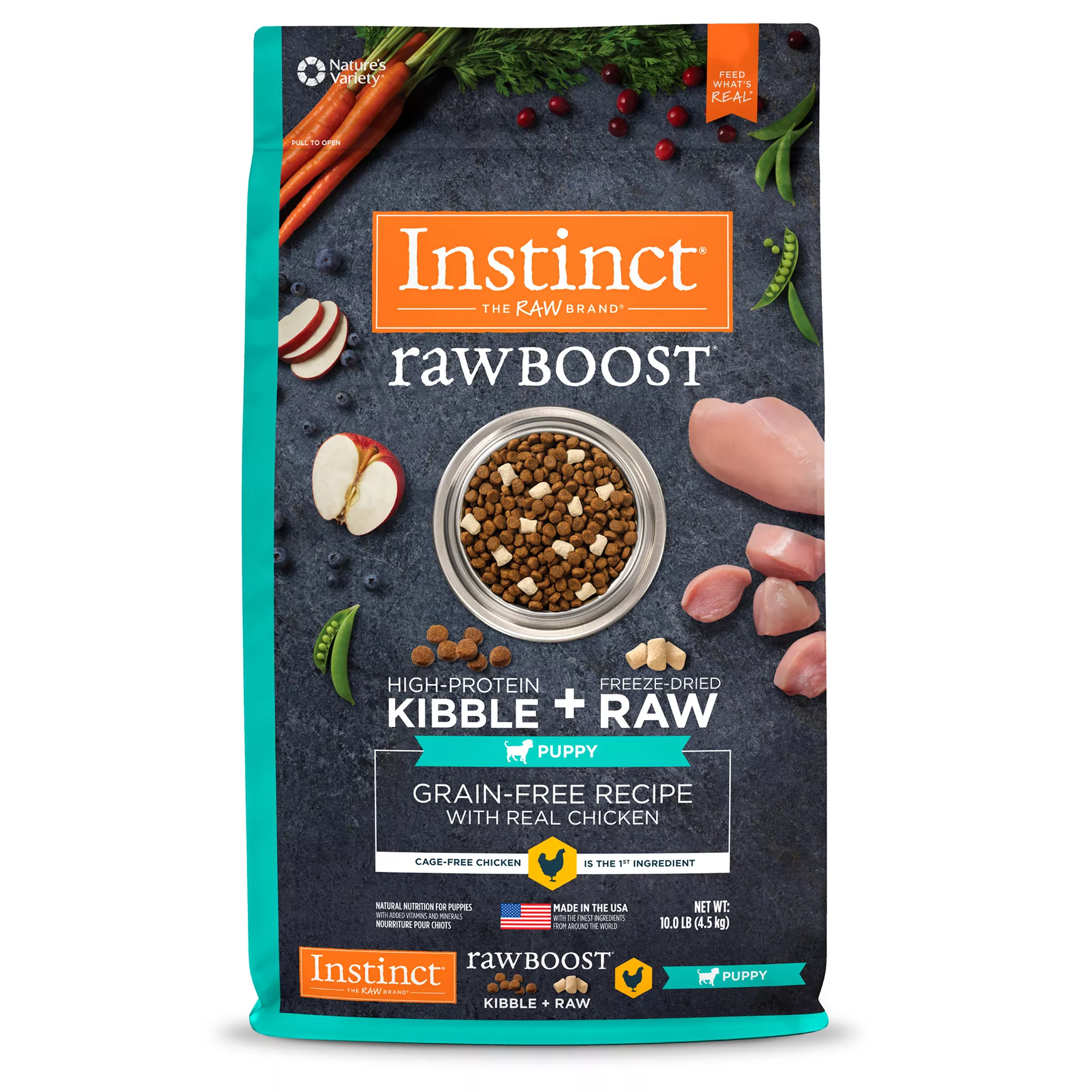 Instinct® Raw Boost Kibble + Freeze-Dried Raw Puppy Dry Dog Food - Raw, Grain Free, Chicken