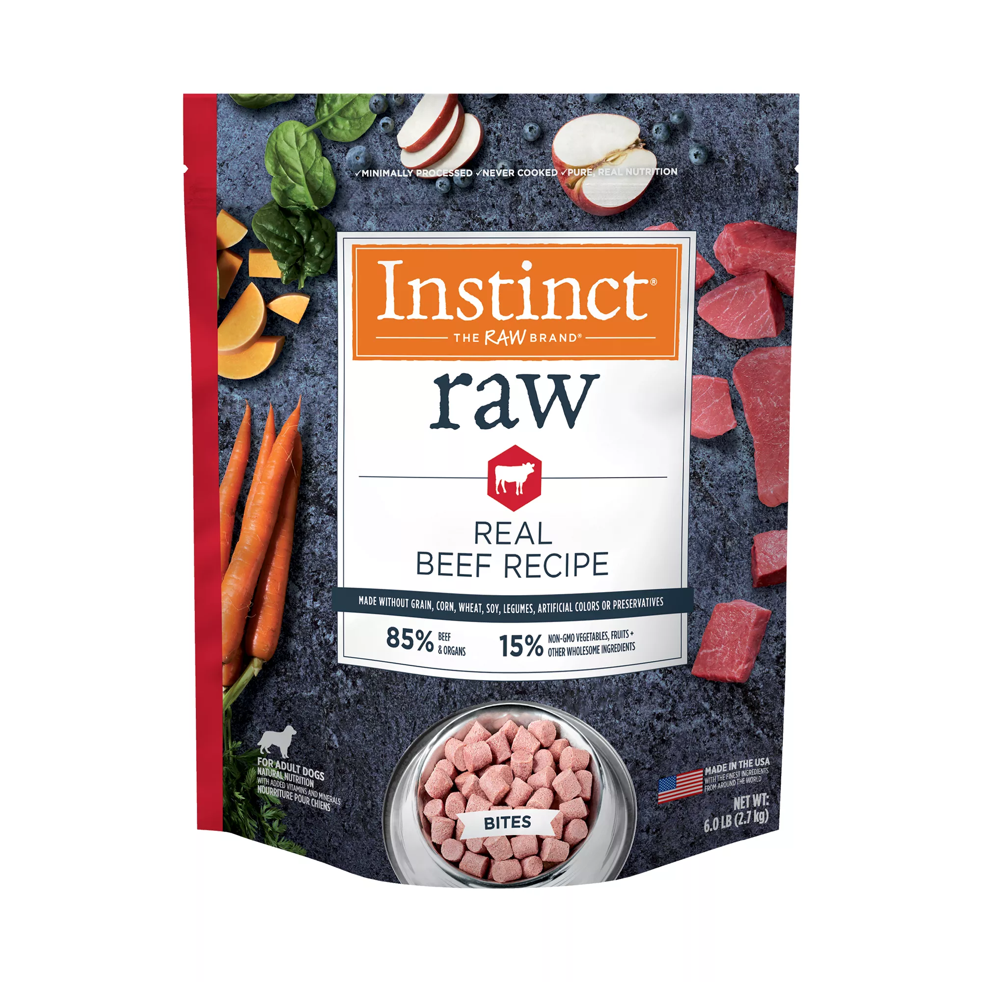 Instinct® Raw Bites Adult Frozen Dog Food - Raw, Grain Free, Beef