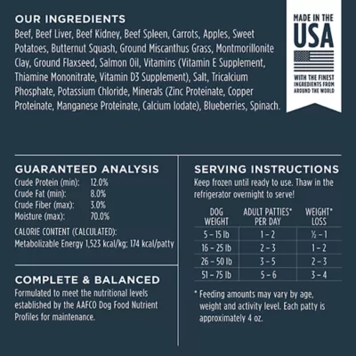 Product Instinct® Raw Patties Adult Frozen Dog Food - Raw, Grain Free