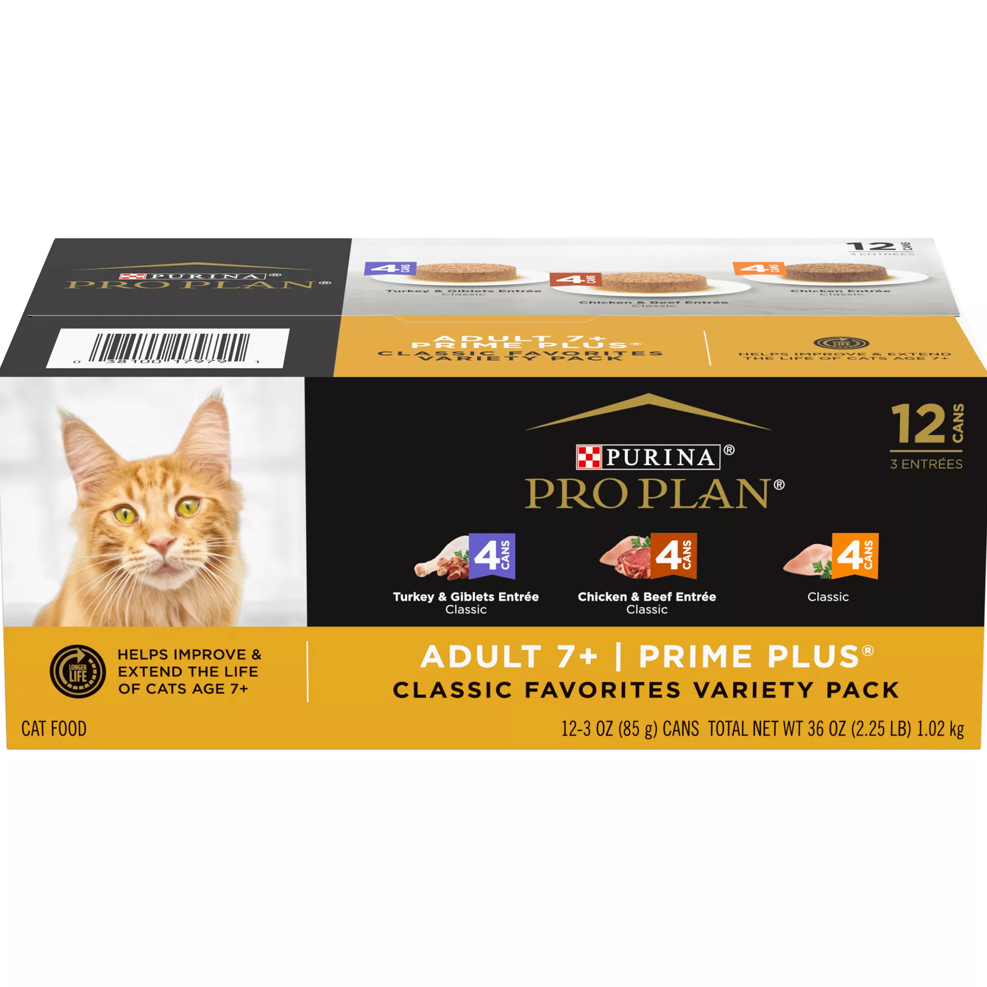 Purina Pro Plan Prime Plus  Senior Wet Cat Food - Grain Free, Variety Pack, 12 CT, 36 OZ