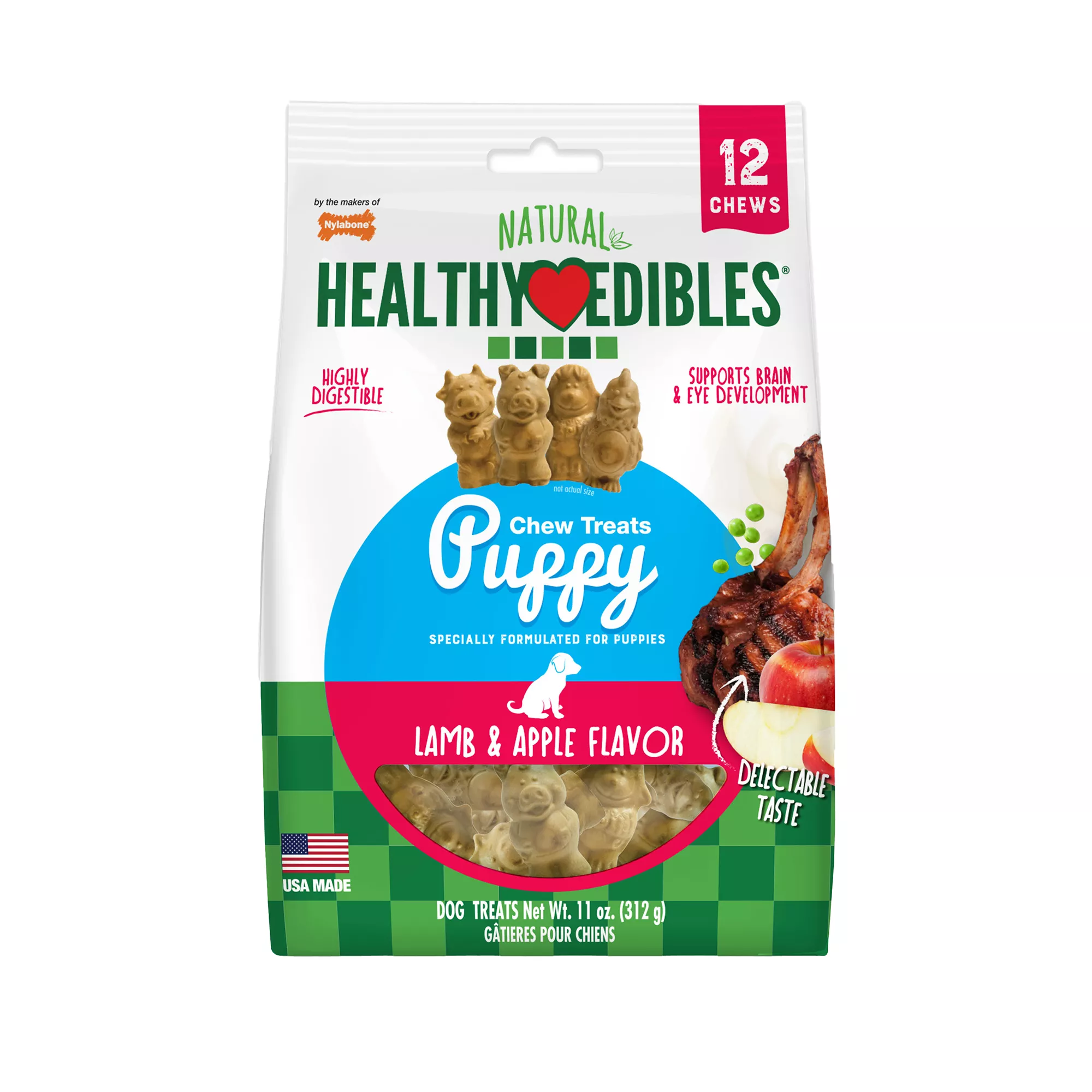 Nylabone® Healthy Edibles® Natural Puppy Chew Treats - Lamb & Apple