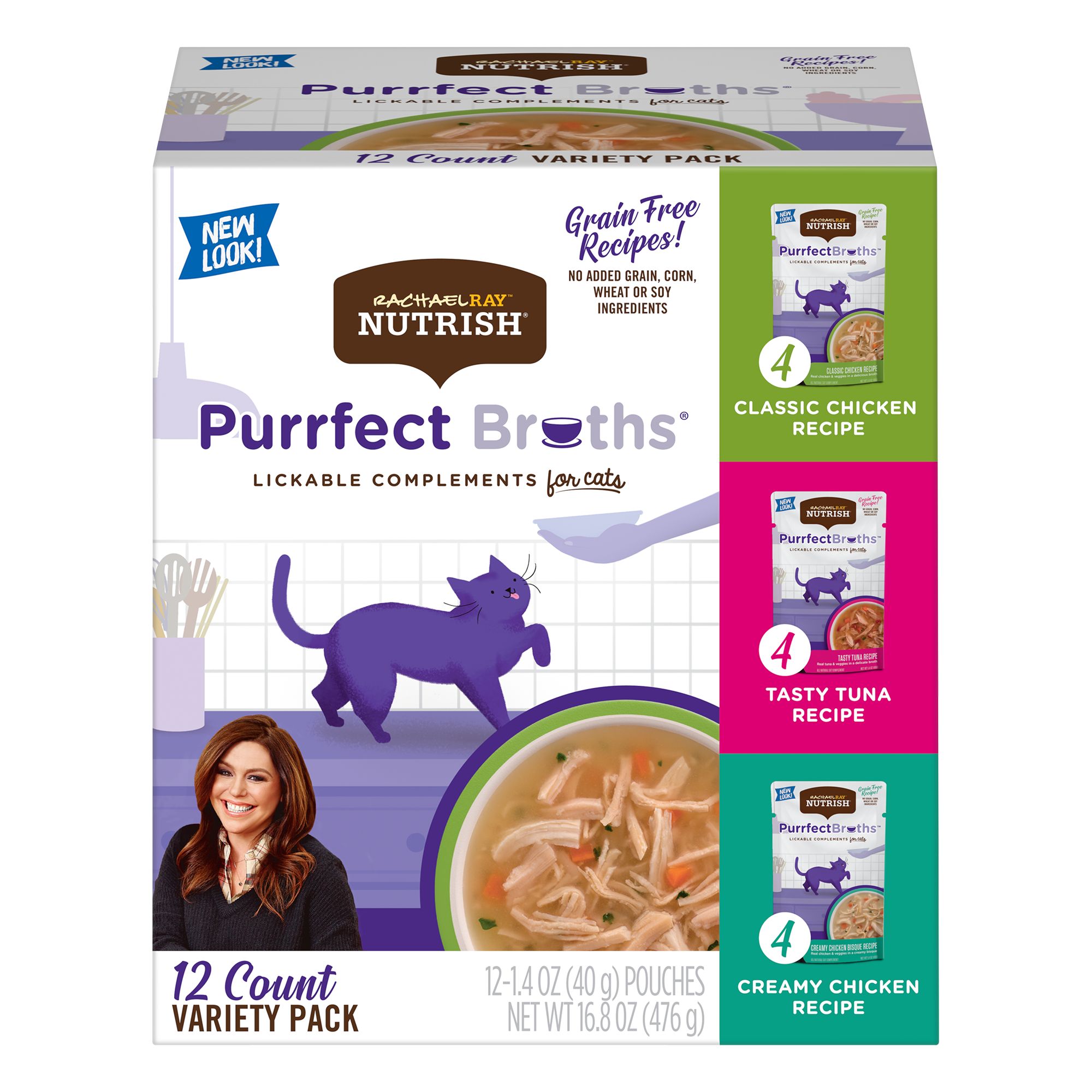 Rachael Ray Nutrish Purrfect Broths Cat Treat Chicken, Tuna