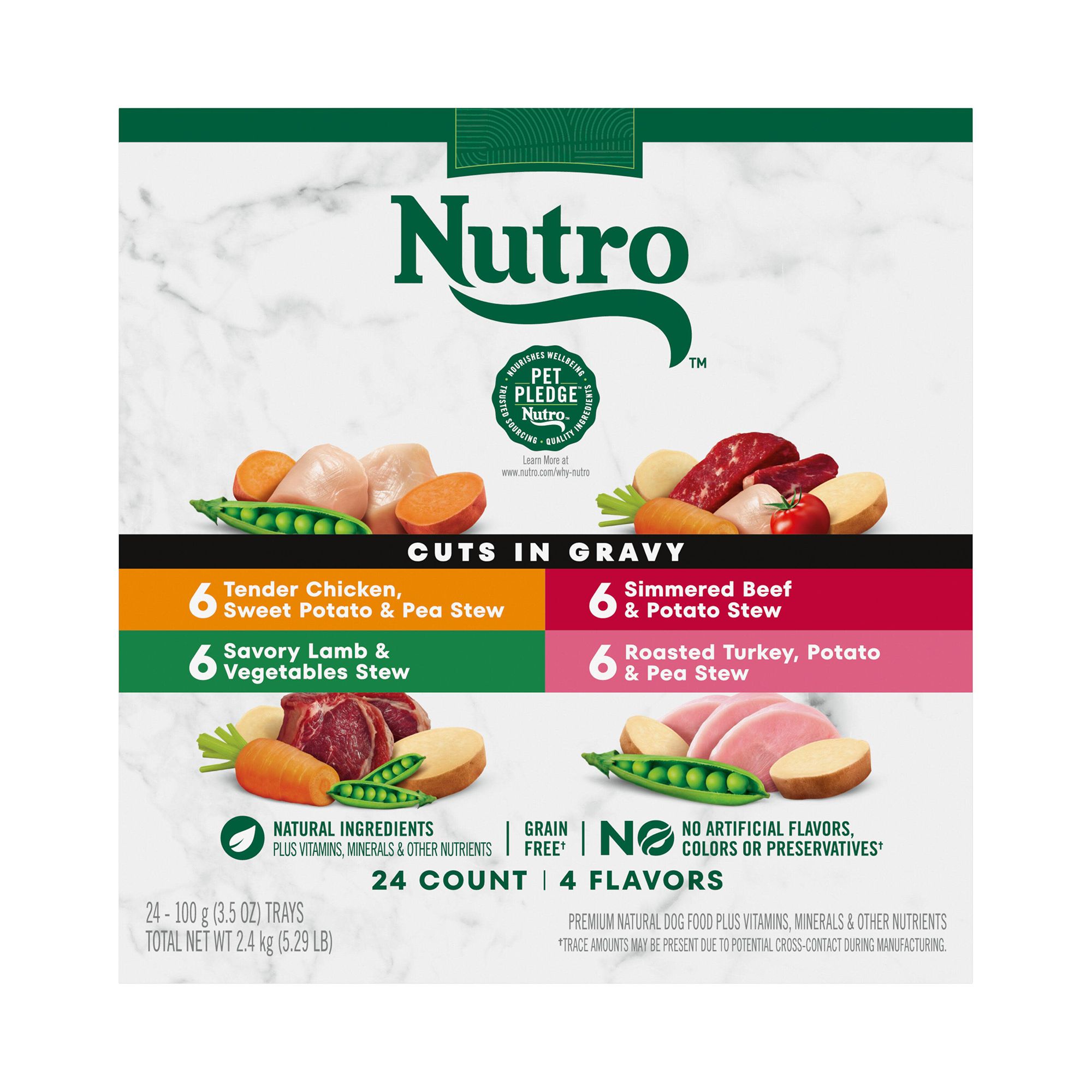 Nutro Natural Choice Cuts in Gravy Adult Wet Dog Food Grain Free Variety Pack 24 Count