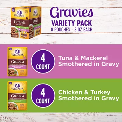 Product Wellness® Gravies Adult Cat Food - Grain Free, Variety Pack, 8 CT, 24 OZ