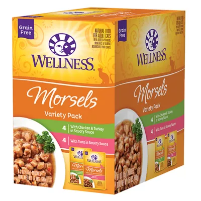 Product Wellness Morsels Wet Cat Food Variety Pack - Natural, Grain Free, Variety Pack, 8 CT, 24 OZ