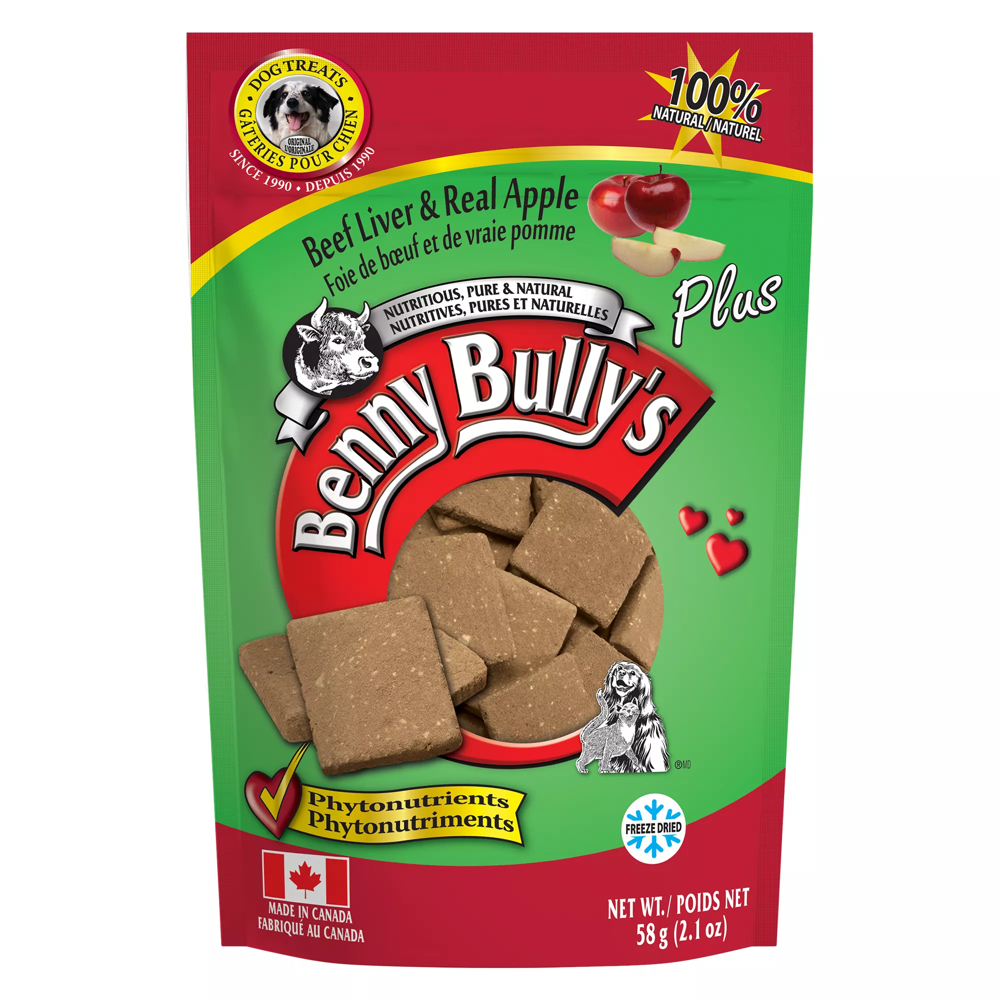 Benny Bully's Plus Dog Treat - Natural, Beef Liver & Apple