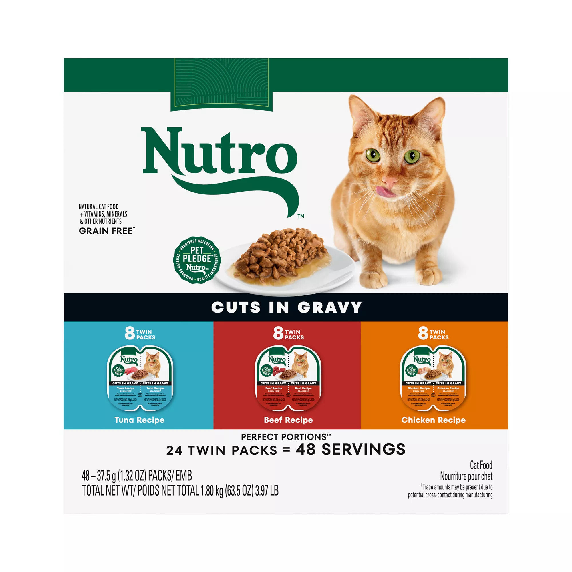 Nutro Perfect Portions Wet Chunks Adult Wet Cat Food - Grain Free, Variety Pack, 24 Count