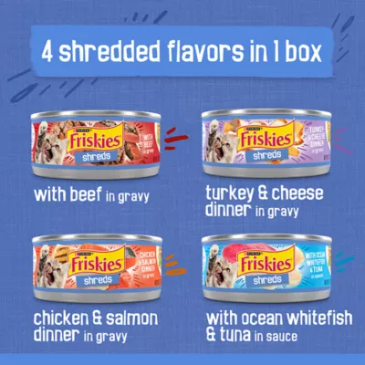 Product Purina® Friskies® Shreds Adult Cat Wet Food - Variety Pack, 5.5 Oz, 40 Count