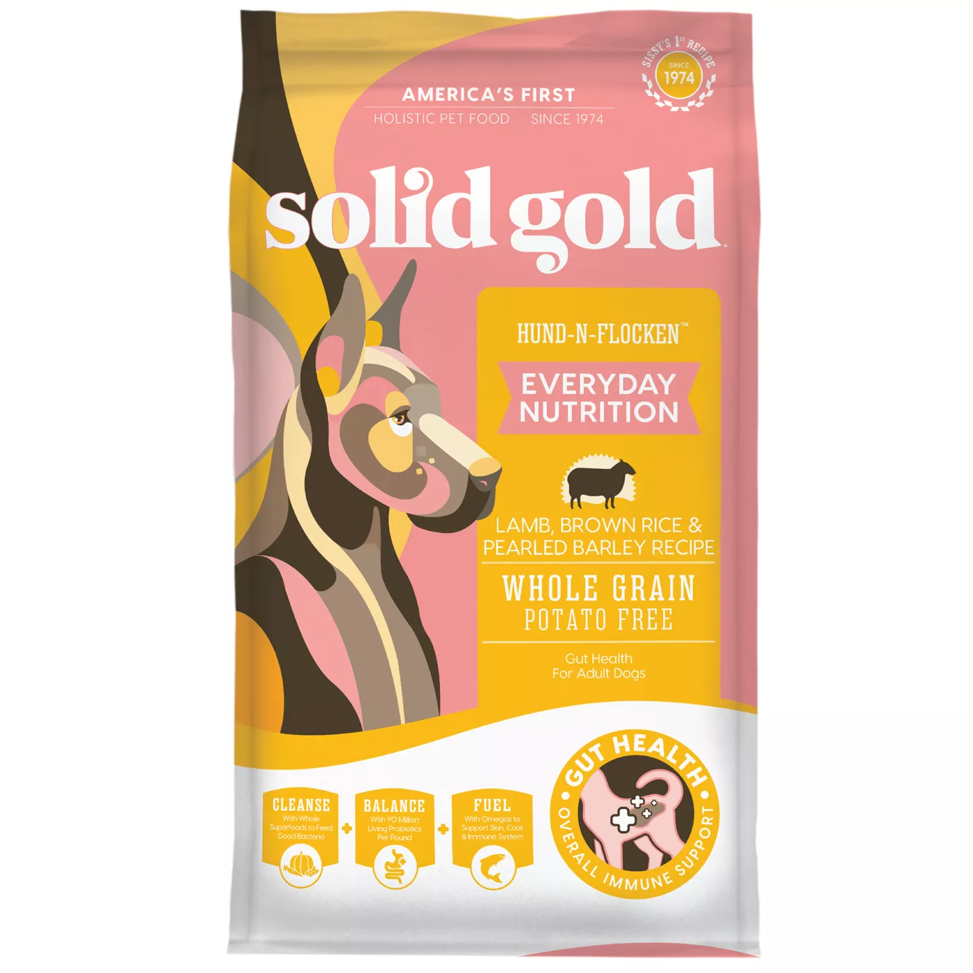 Solid Gold Hund N Flocken Adult Dry Dog Food Potato Free Lamb Brown Rice Pearled Barley