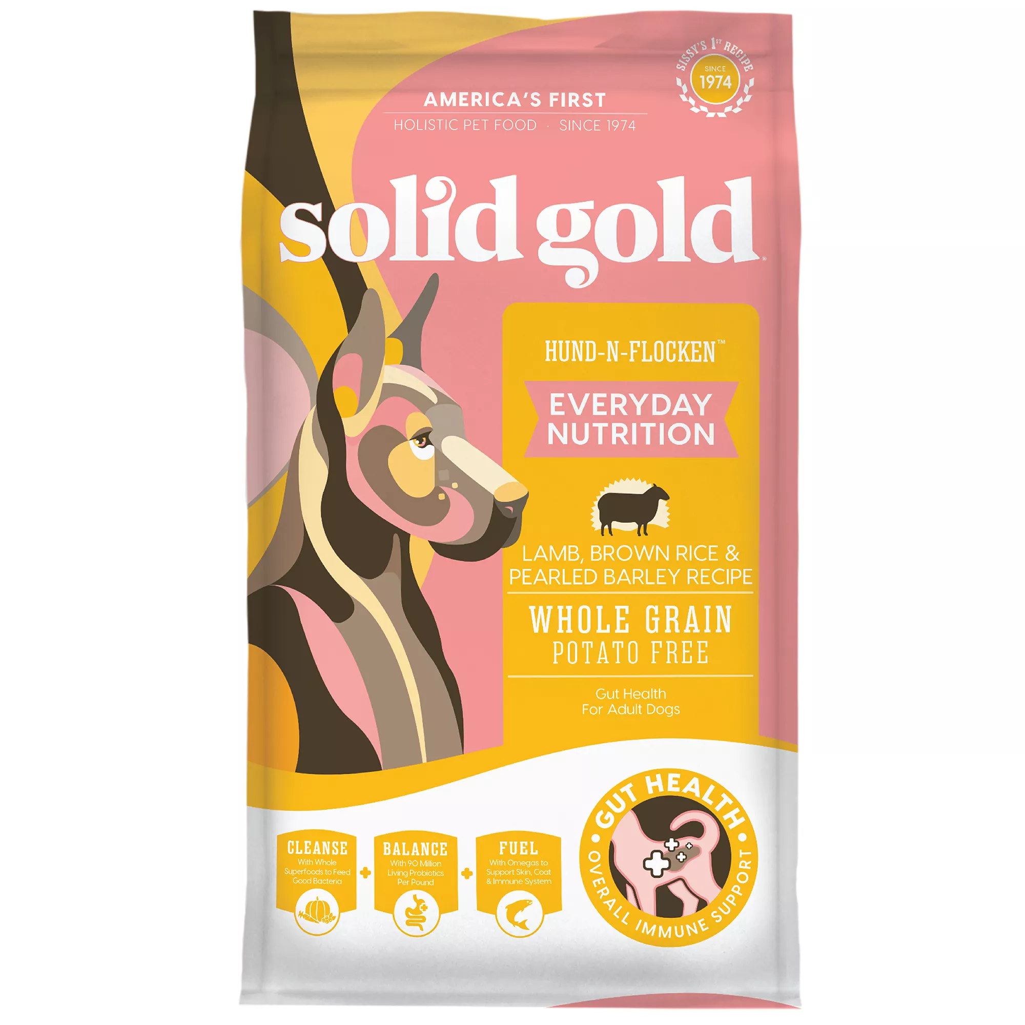 Solid Gold Hund-N-Flocken® Adult Dry Dog Food - Potato Free, Lamb, Brown Rice & Pearled Barley