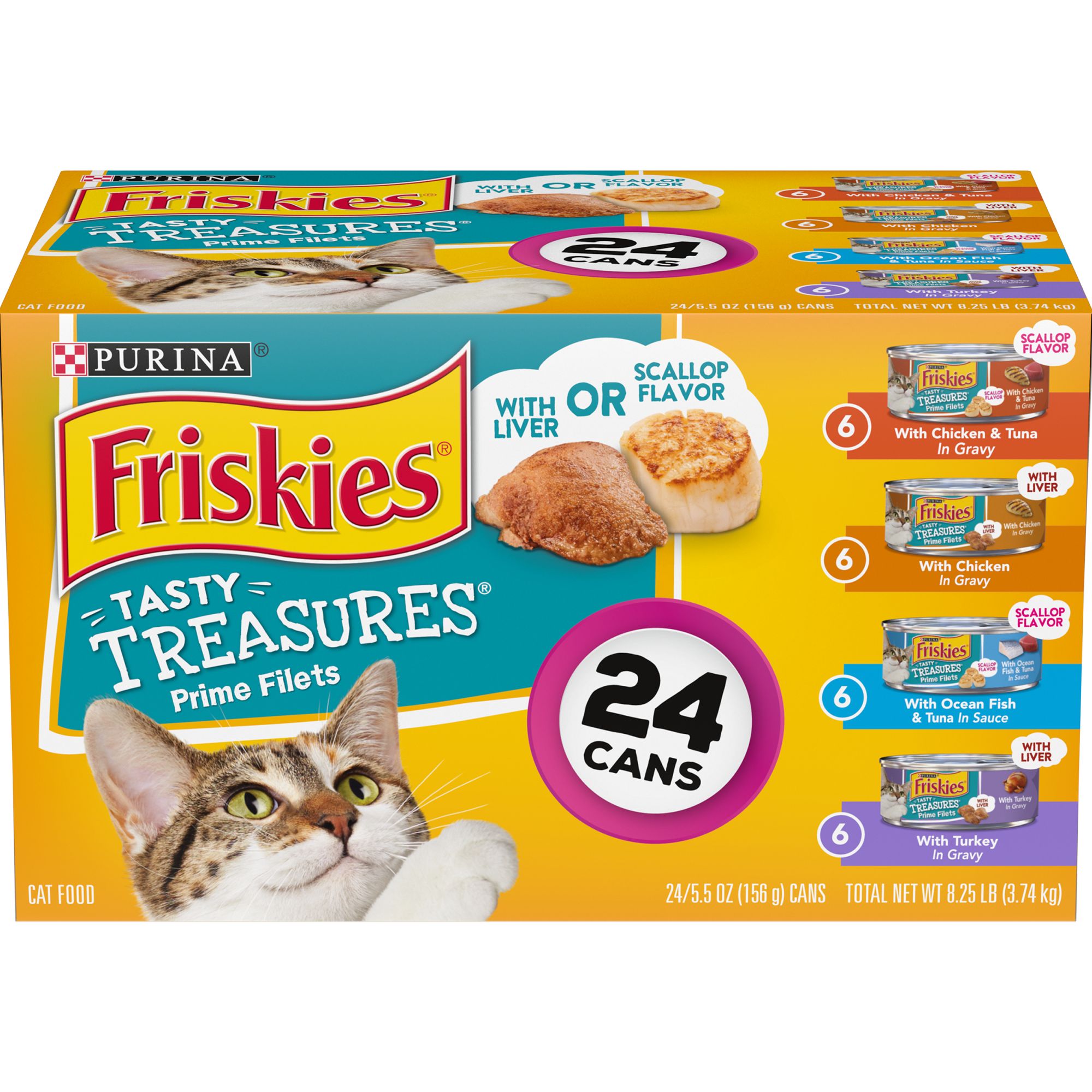 Purina Friskies Tasty Treasures Variety Pack Cat Food 24 cans 5.5 oz each