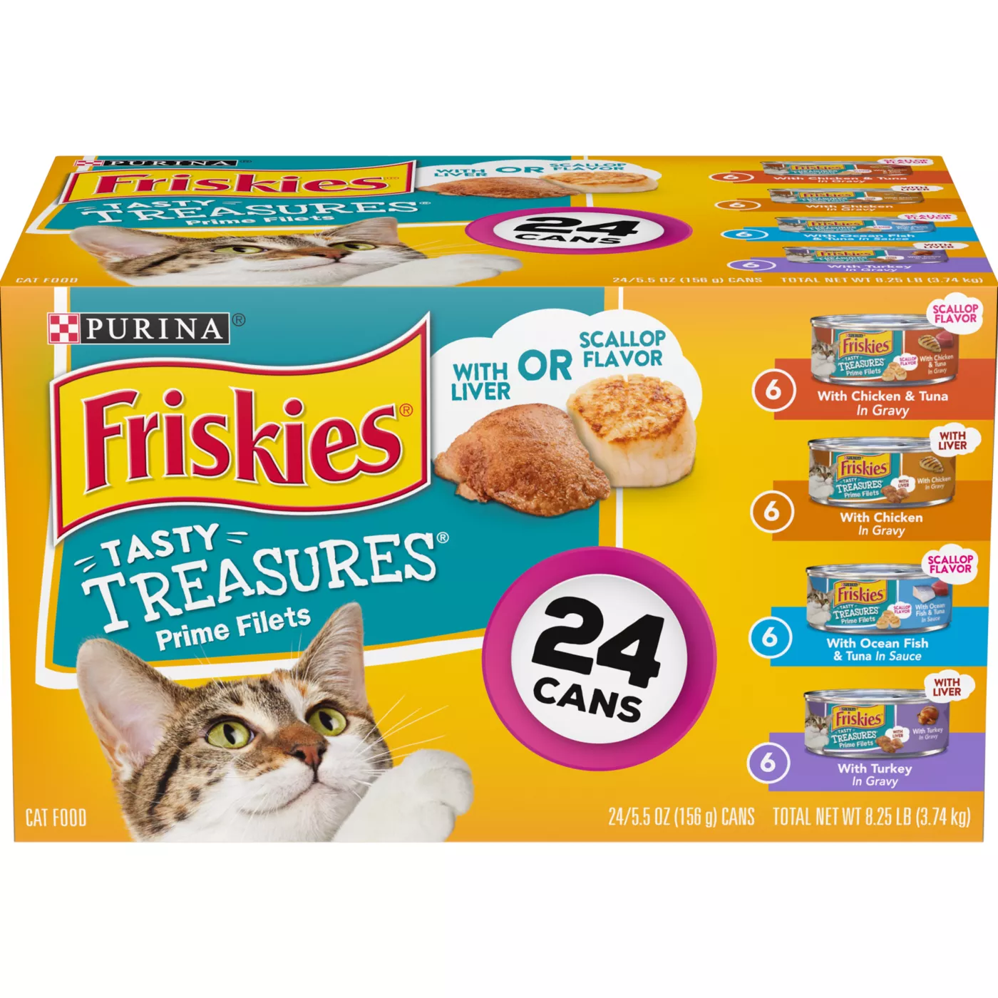 Purina Friskies Tasty Treasures Adult Cat Wet Food Variety Pack 24 CT 132 OZ