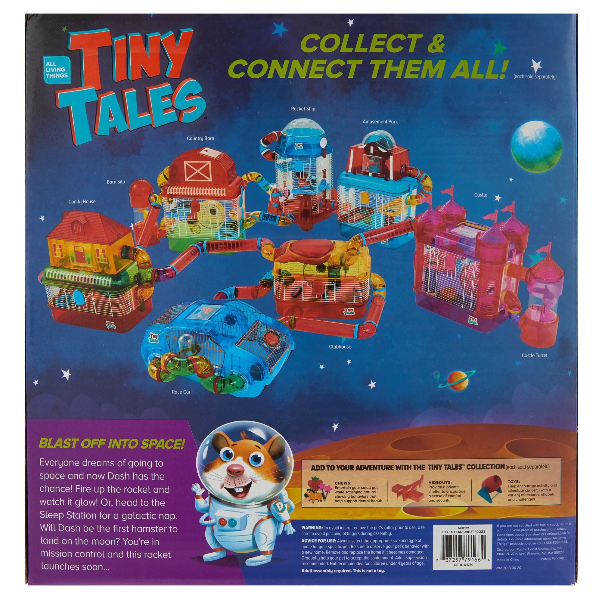 All Living Things Tiny Tales Trade Rocket Ship Small Pet Connectable Hamster Home Small Pet Cages Petsmart