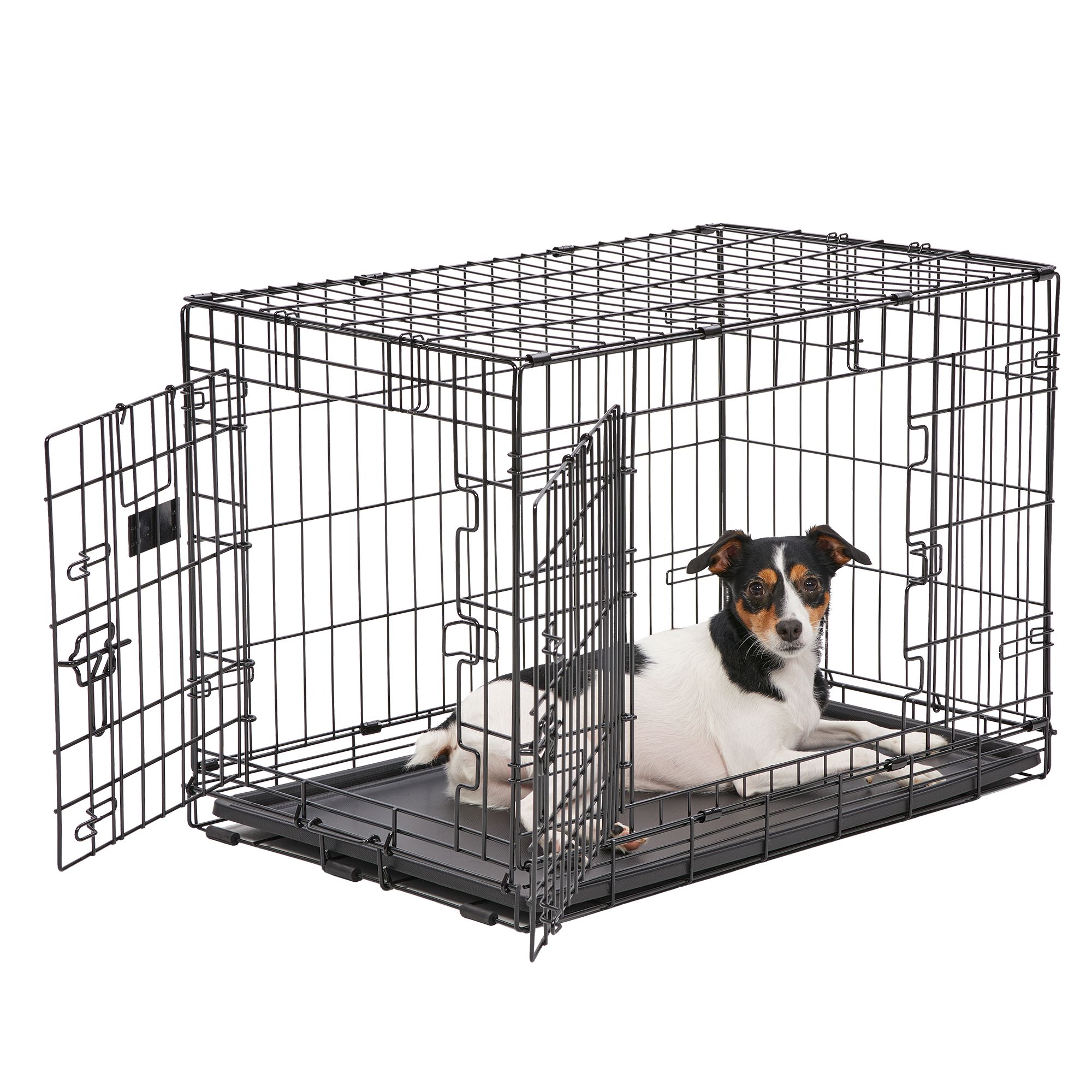 48-inch Wowsubli Pet Cage Dog Cat Puppy Training Folding Crate Pet Animal Transport with Solid Tray 2 Doors 4 Locks