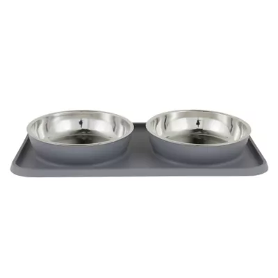 Top Paw® Stay-Put Bowl & Mat Set - Image 1