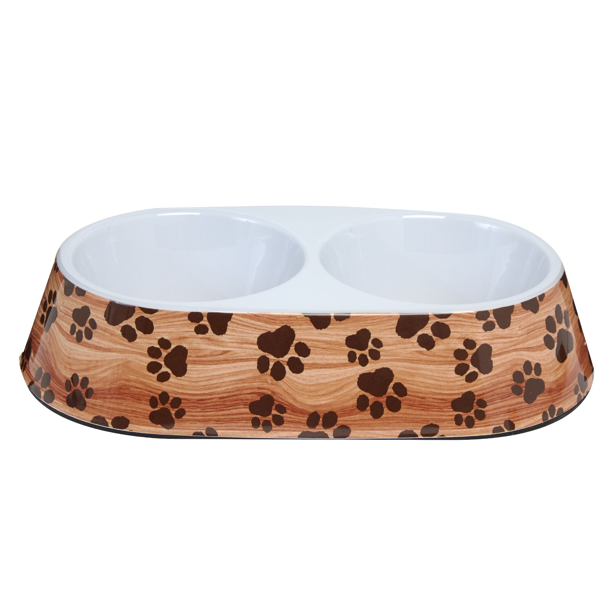 Top Paw® Wood & Paws Double Diner Dog Bowl dog Food & Water Bowls