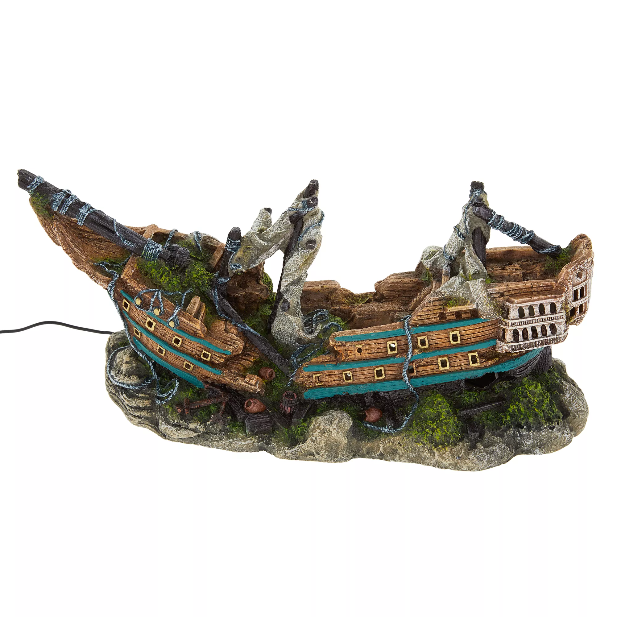 Top Fin® Ship with LED Light & Bubbler Aquarium Ornament