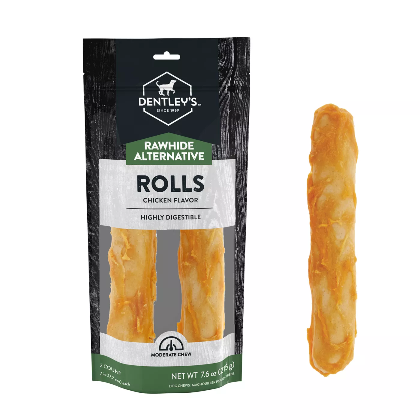 Dentley s Rawhide Free 7 Chicken Roll Dog Chew 2 Count