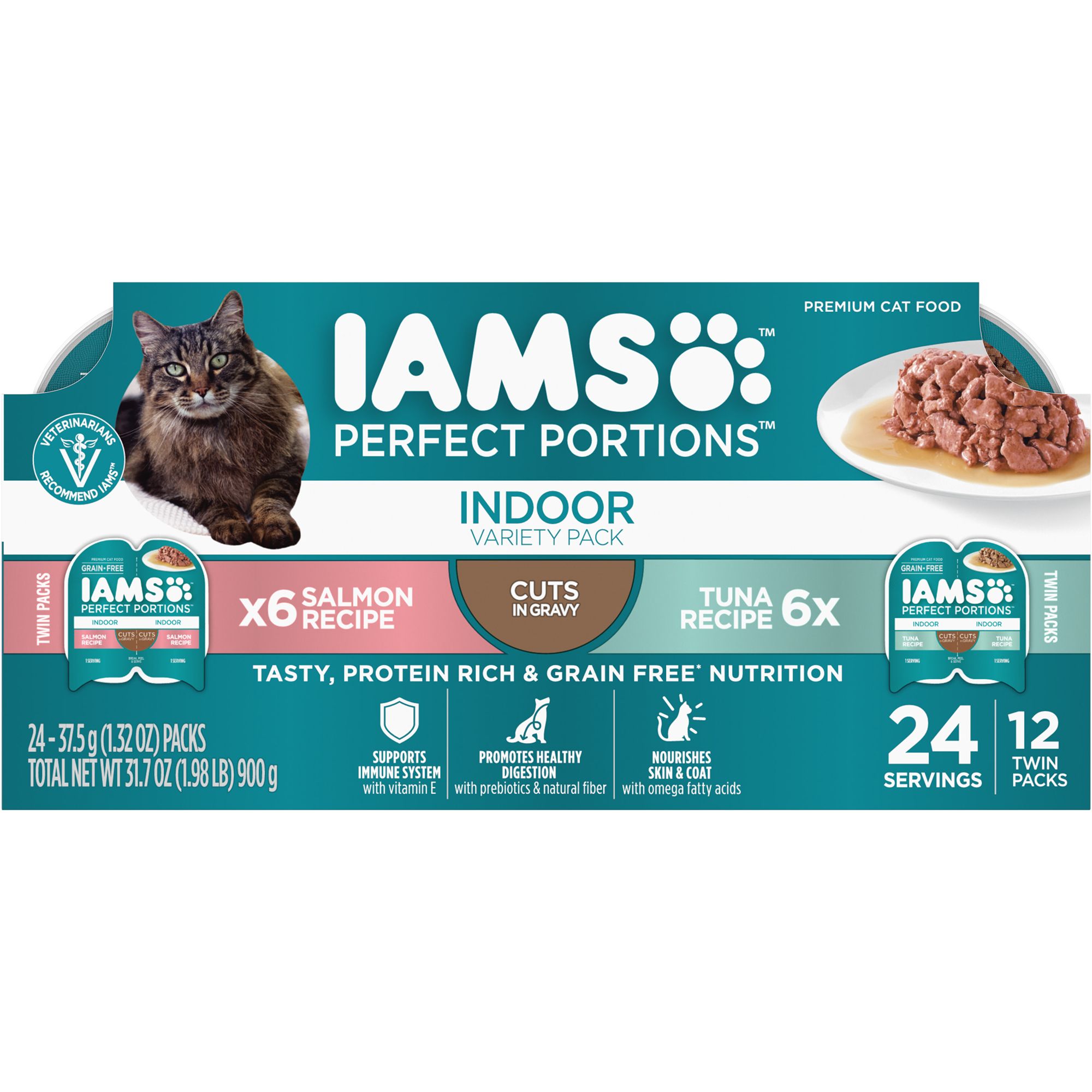 IAMS&trade; Perfect Portions Indoor Adult Wet Cat Food - Cuts in Gravy , 12 Count, Variety Pack