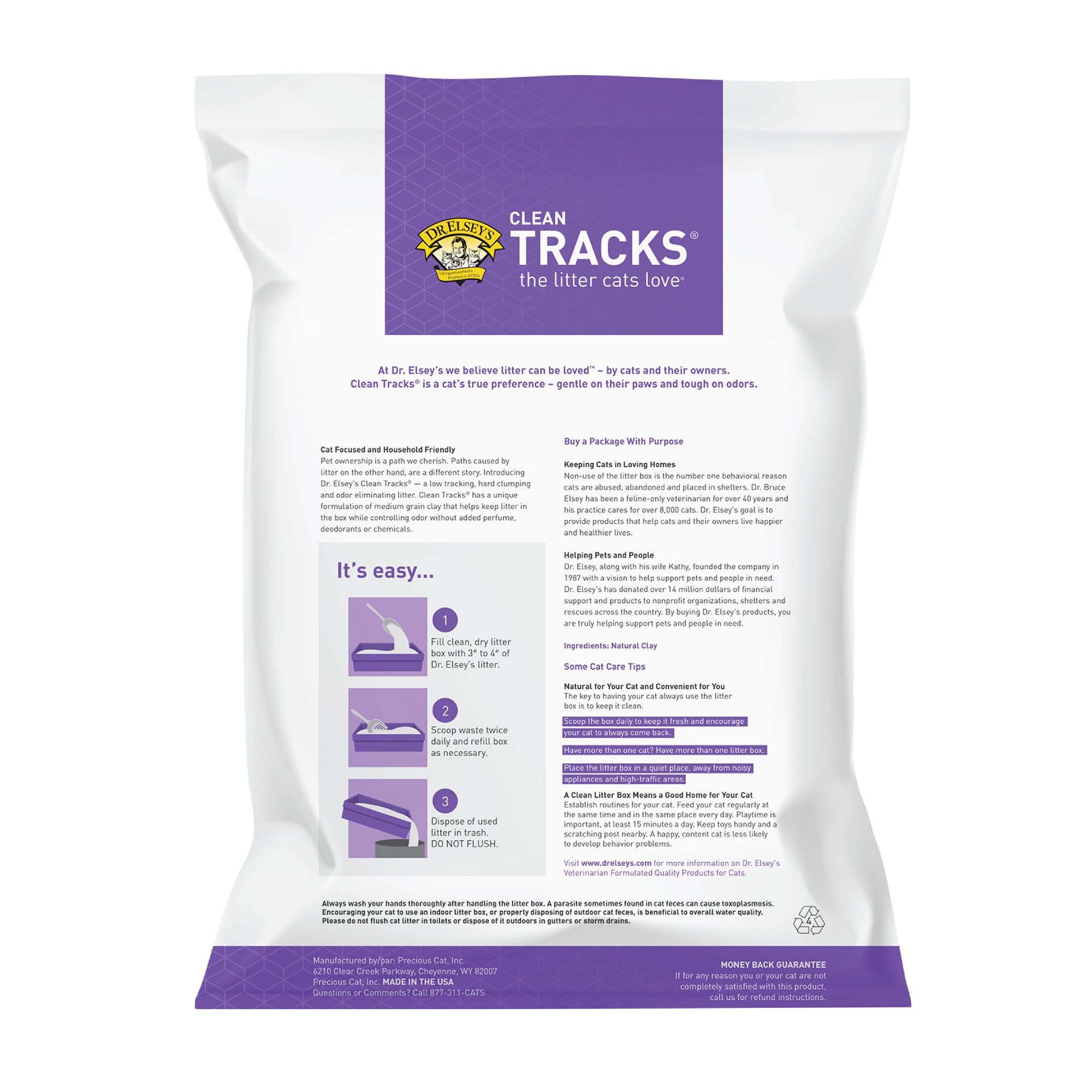 Dr. Elsey's Precious Cat Clean Tracks Clumping Multi-Cat Clay Cat Litter - Unscented, Low Tracking - thumbnail 2