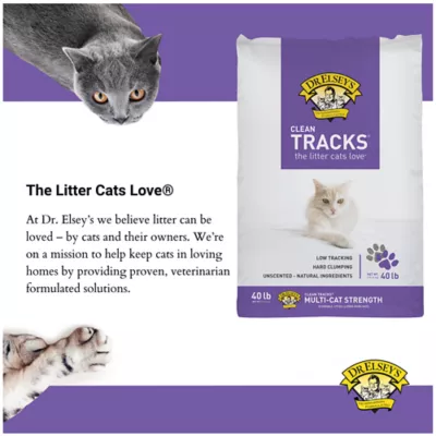 Product Dr. Elsey's Precious Cat Clean Tracks Clumping Multi-Cat Clay Cat Litter - Unscented, Low Tracking