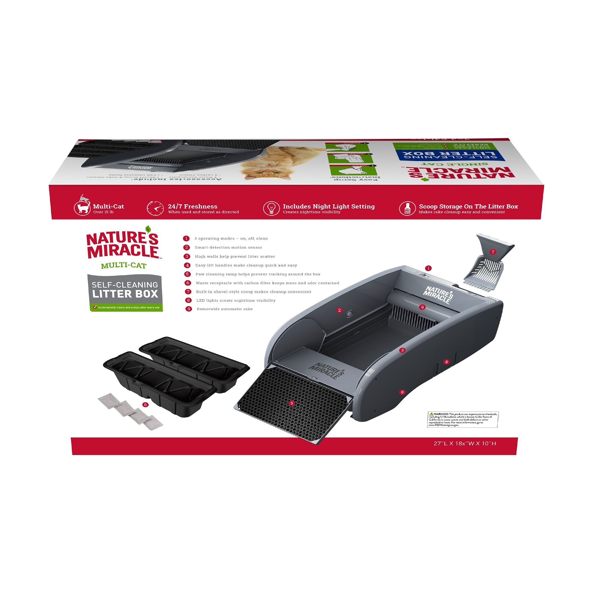 nature's miracle self cleaning litter box single cat