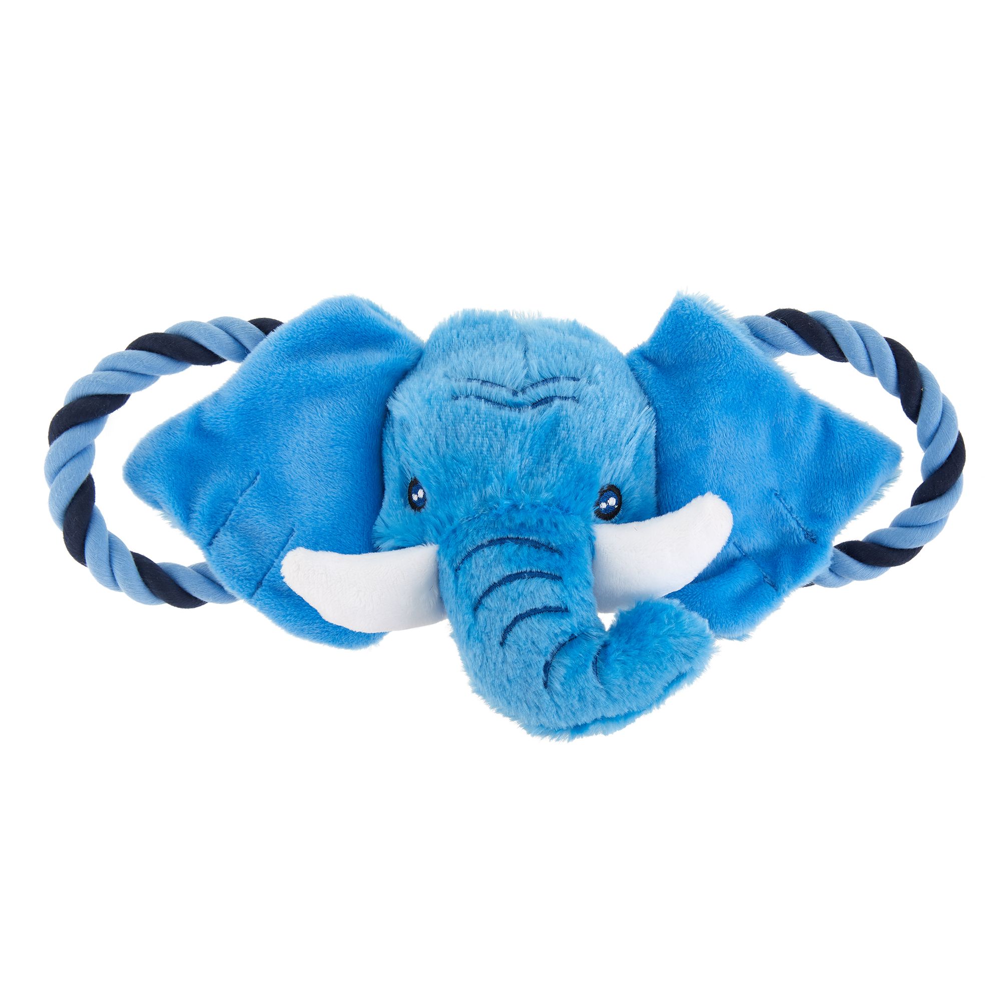 blue elephant dog toy with squeaker