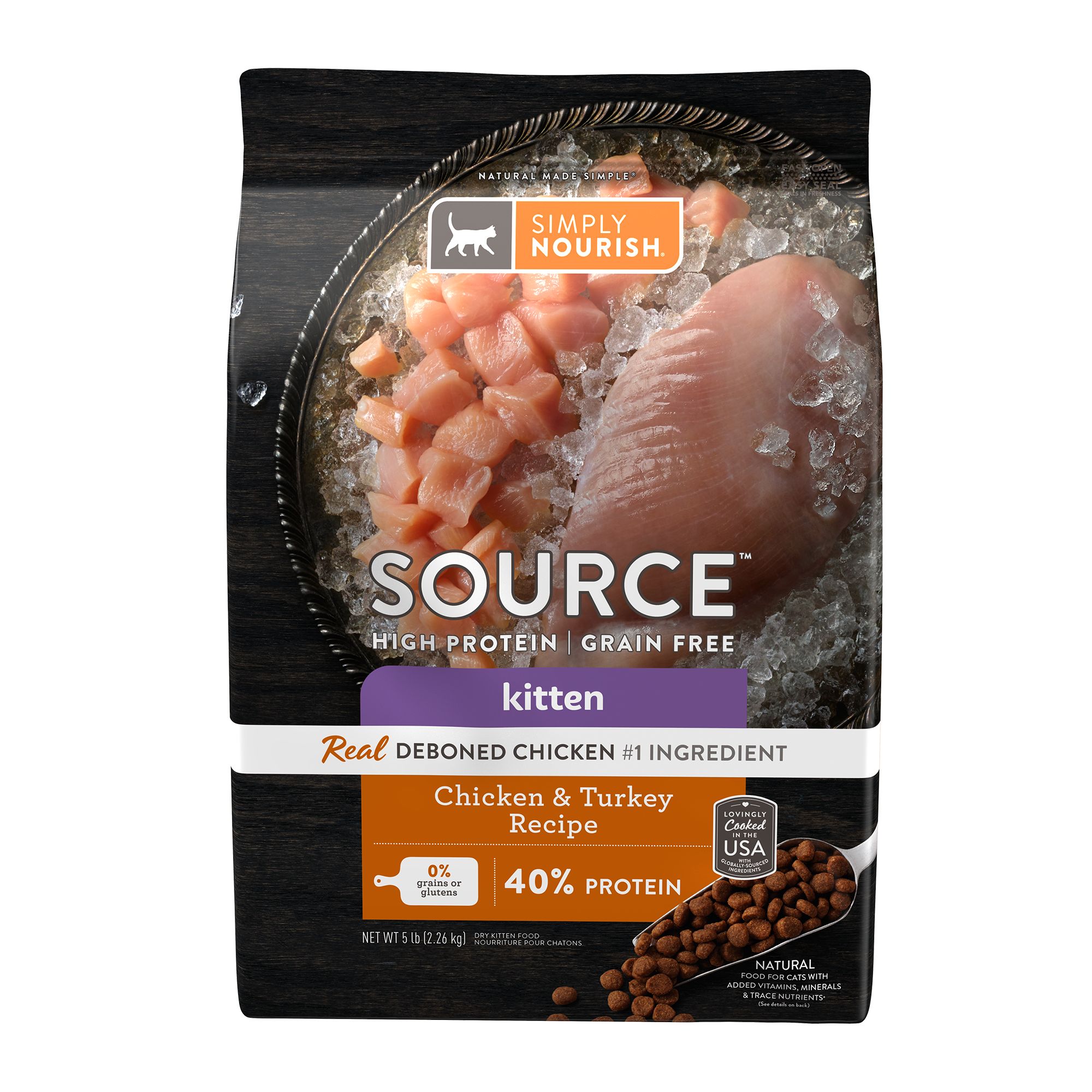 Simply Nourish Source Kitten Cat Dry Food Turkey Chicken