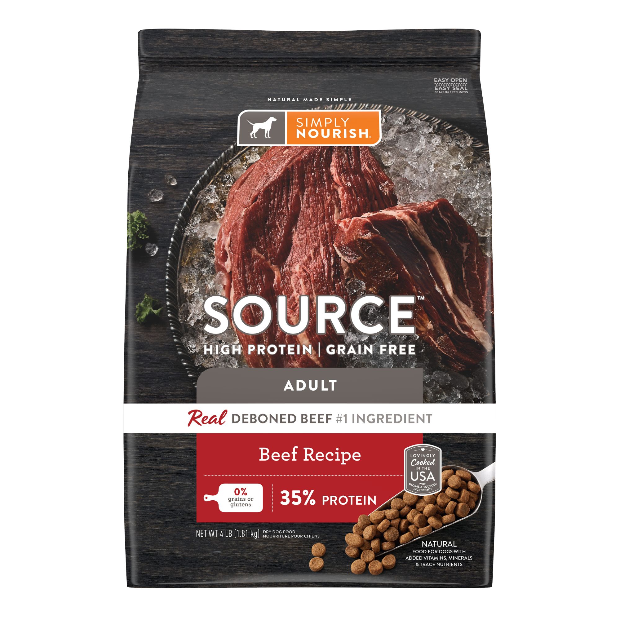 Simply Nourish Source Adult Dry Dog Food Beef 4 lbs