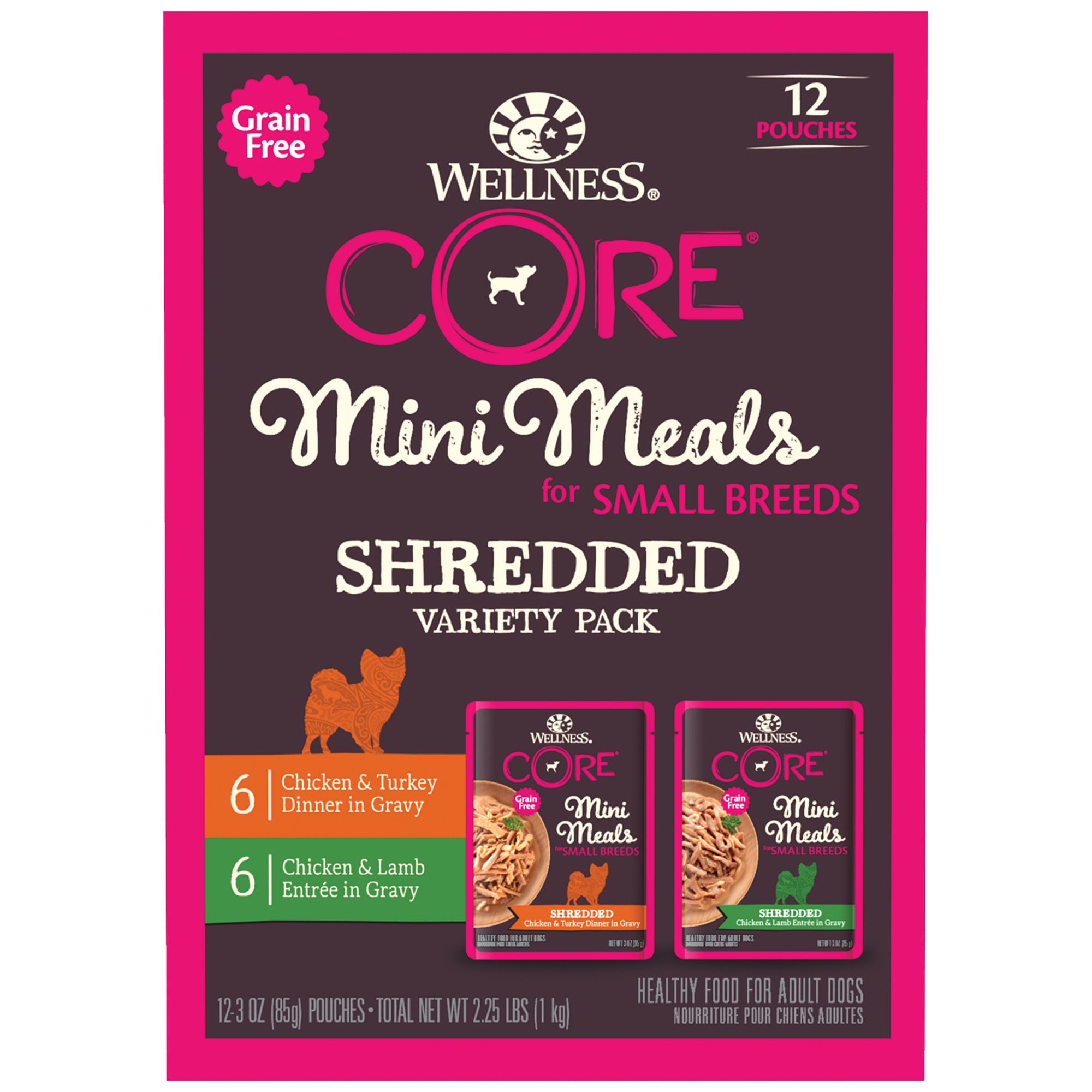 Wellness CORE Mini Meals Small Breed Shredded All Life Stage Wet Dog Food Variety Pack