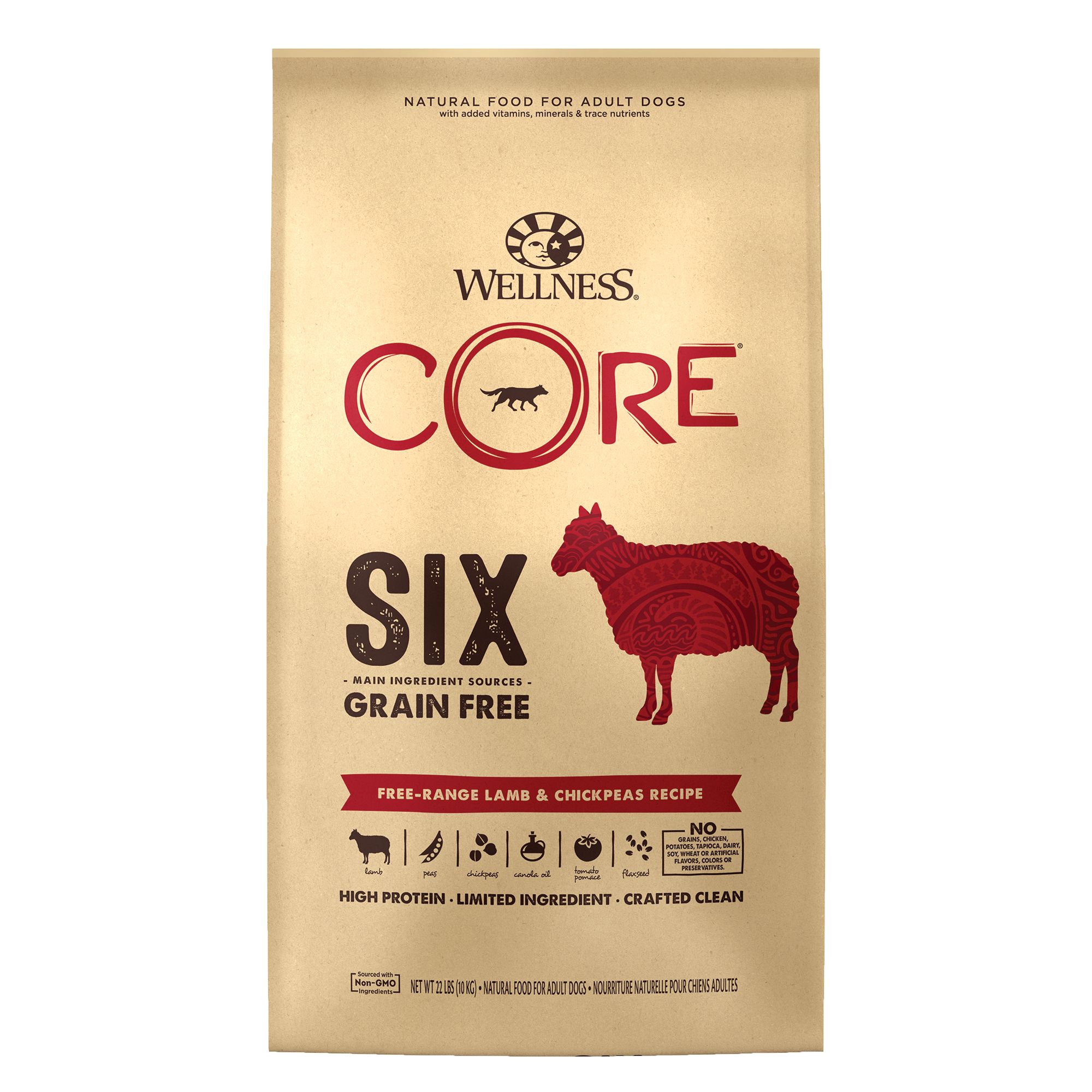 Wellness® CORE® SIX Limited Ingredient Adult Dog Food High Protein, Grain Free, Lamb