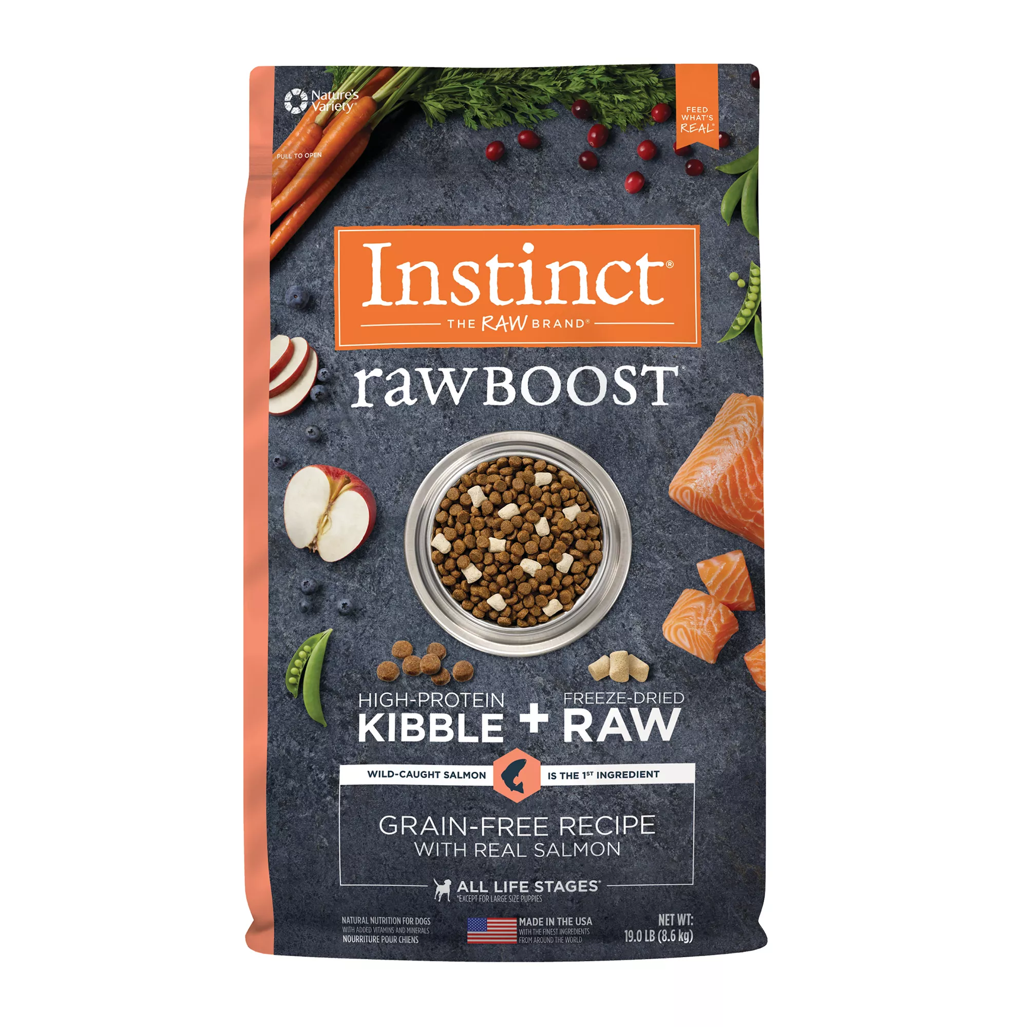 Instinct® Raw Boost Kibble + Freeze-Dried Raw All Life Stages Dry Dog Food - Raw, Grain Free, Salmon