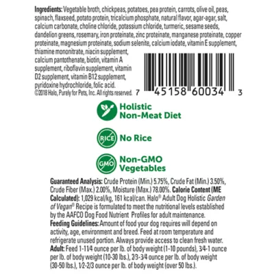 Product HALO® Vegan All Life Stage Wet Dog Food - Natural, Holistic Garden of Vegan Recipe
