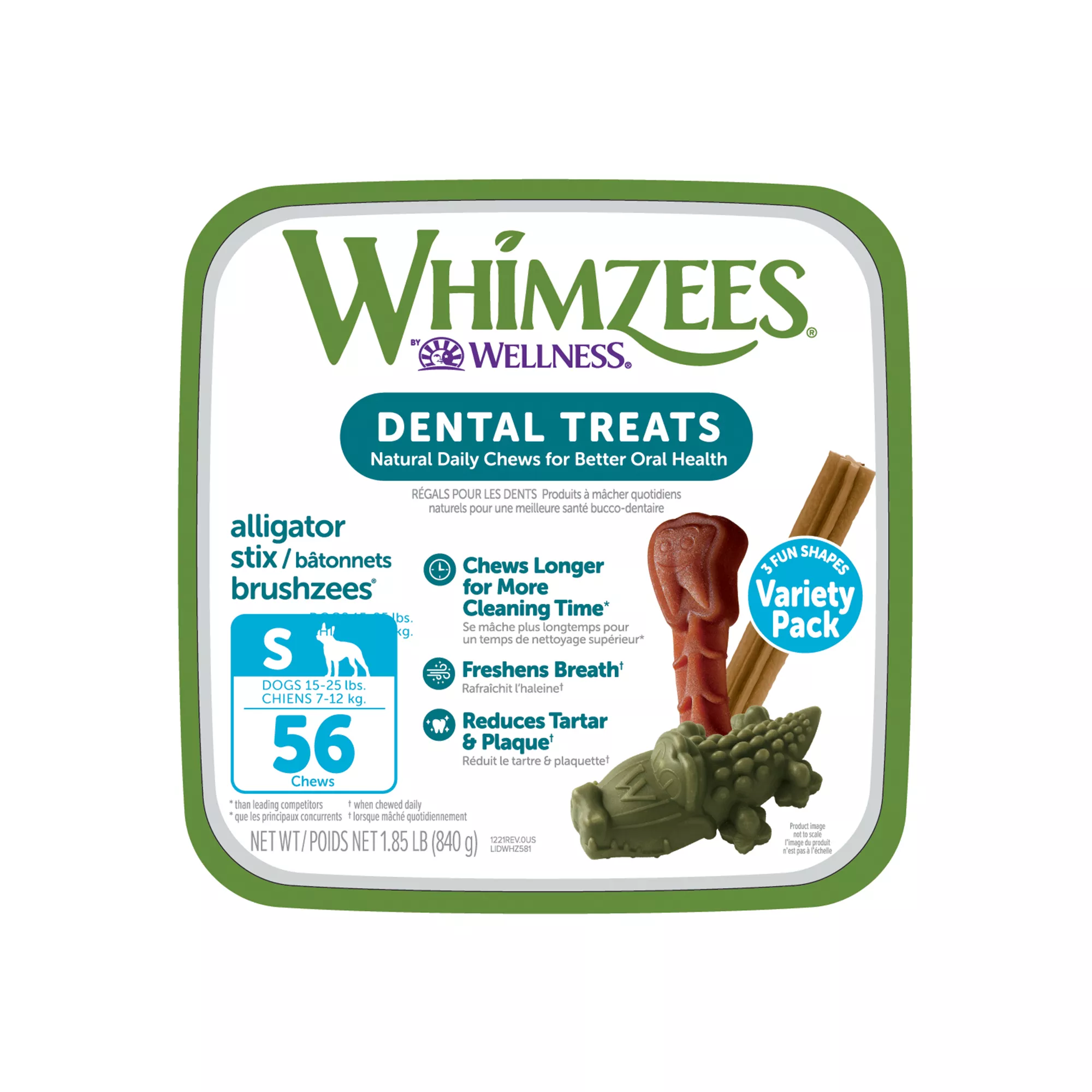 WHIMZEES Variety Value Box Small Dental Dog Treat - Natural, Grain Free, 56 Count