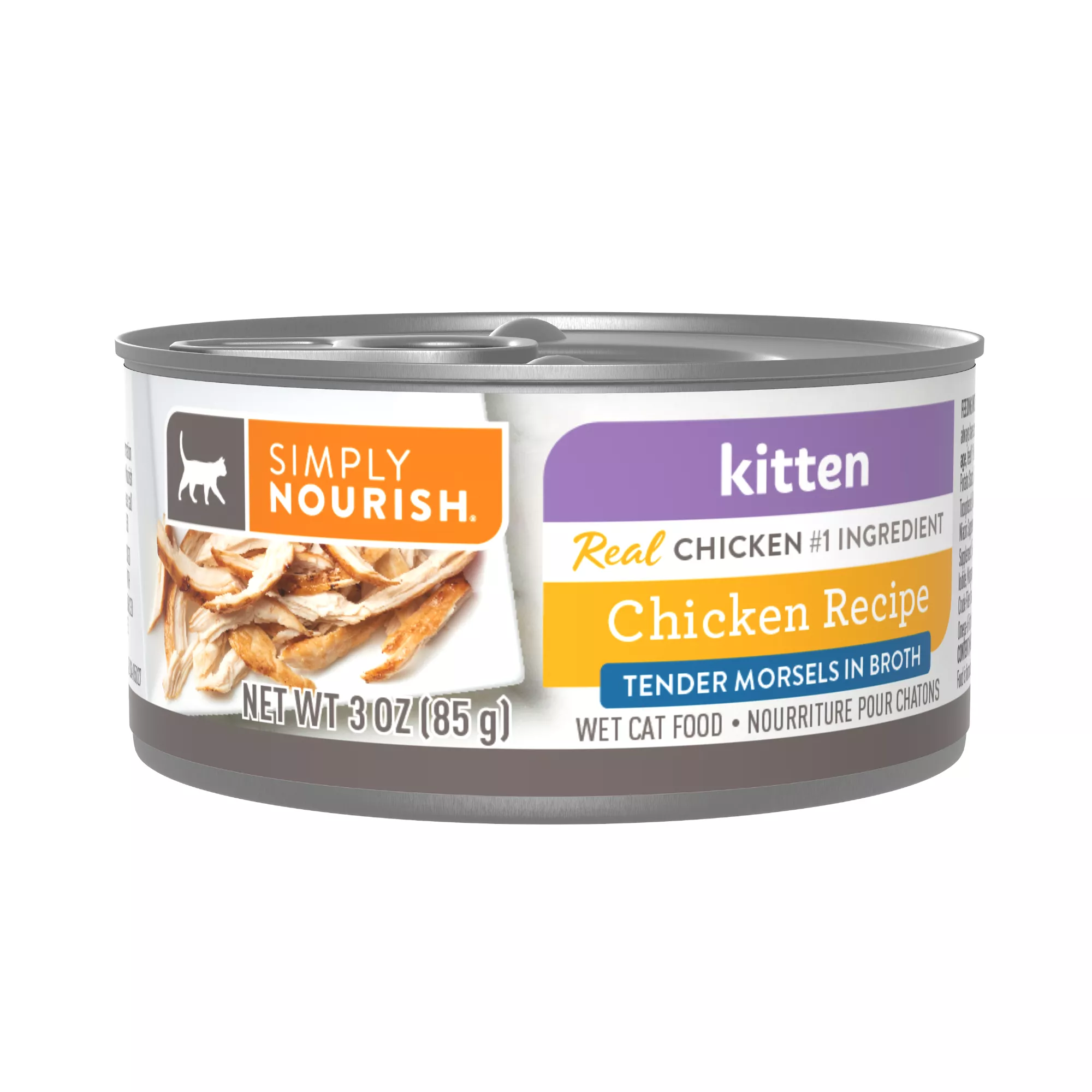 Simply Nourish® Original Kitten Cat Wet Food - 3 Oz, Natural, Morsels in Broth, With-Grain