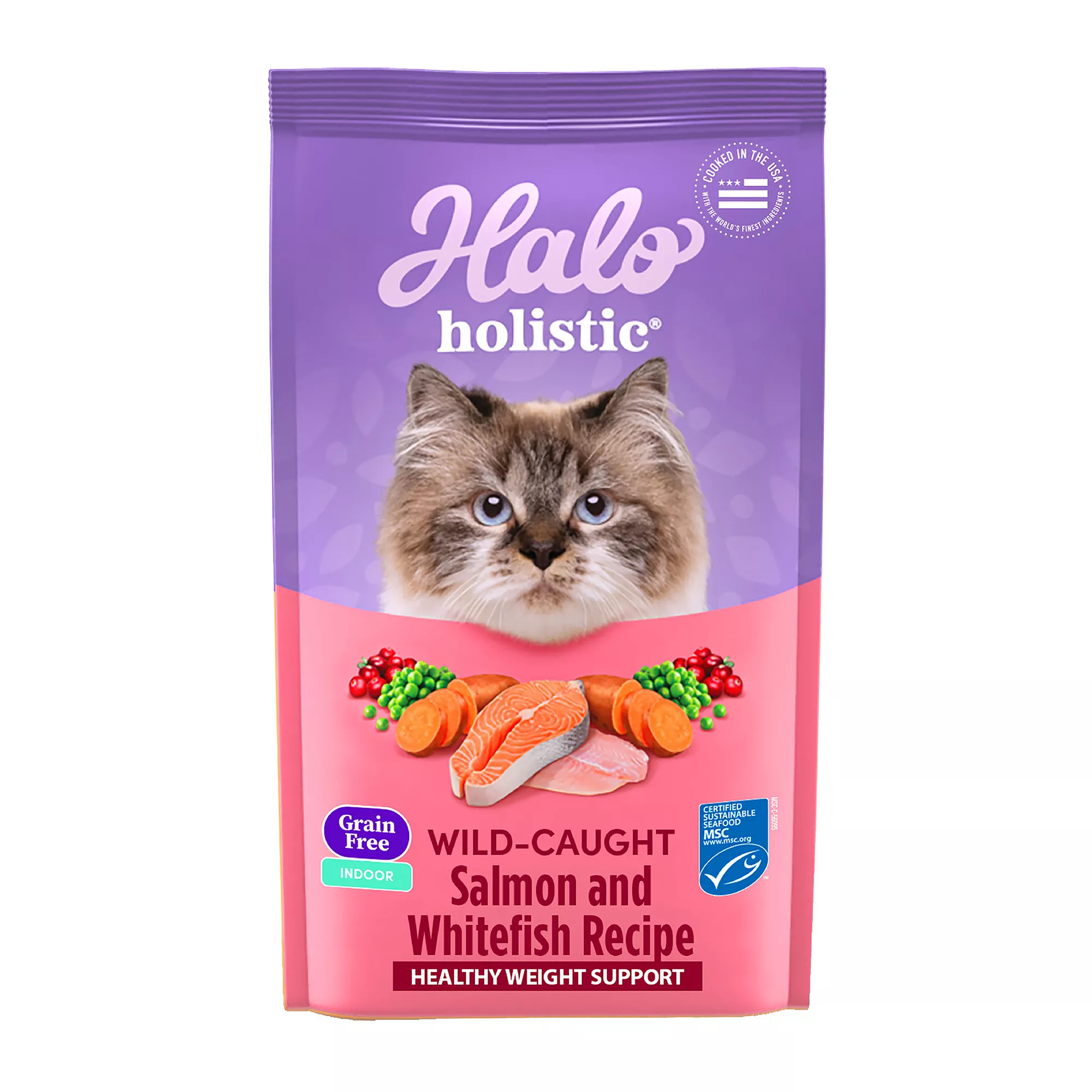 HALO® DreamCoat Indoor Healthy Weight Cat Food - Natural, Grain Free, Wild Salmon & Whitefish Recipe
