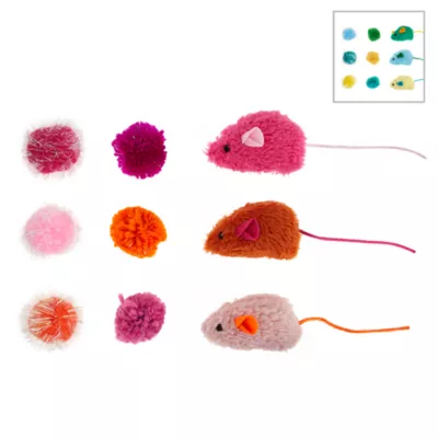 Product Whisker City® Mice & Balls Cat Toys - 9 Pack (COLOR VARIES)