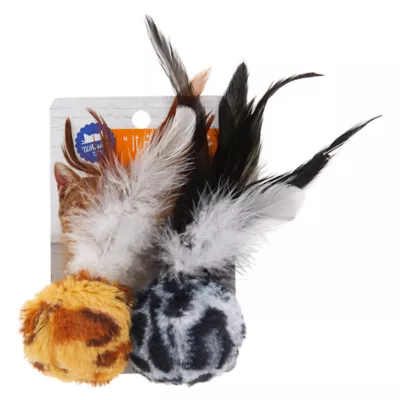 Product Whisker City® Safari Feather Ball Cat Toys - 2 Pack