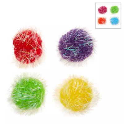 Product Whisker City® Tinsel Balls Cat Toys - 4 Pack (COLOR VARIES)