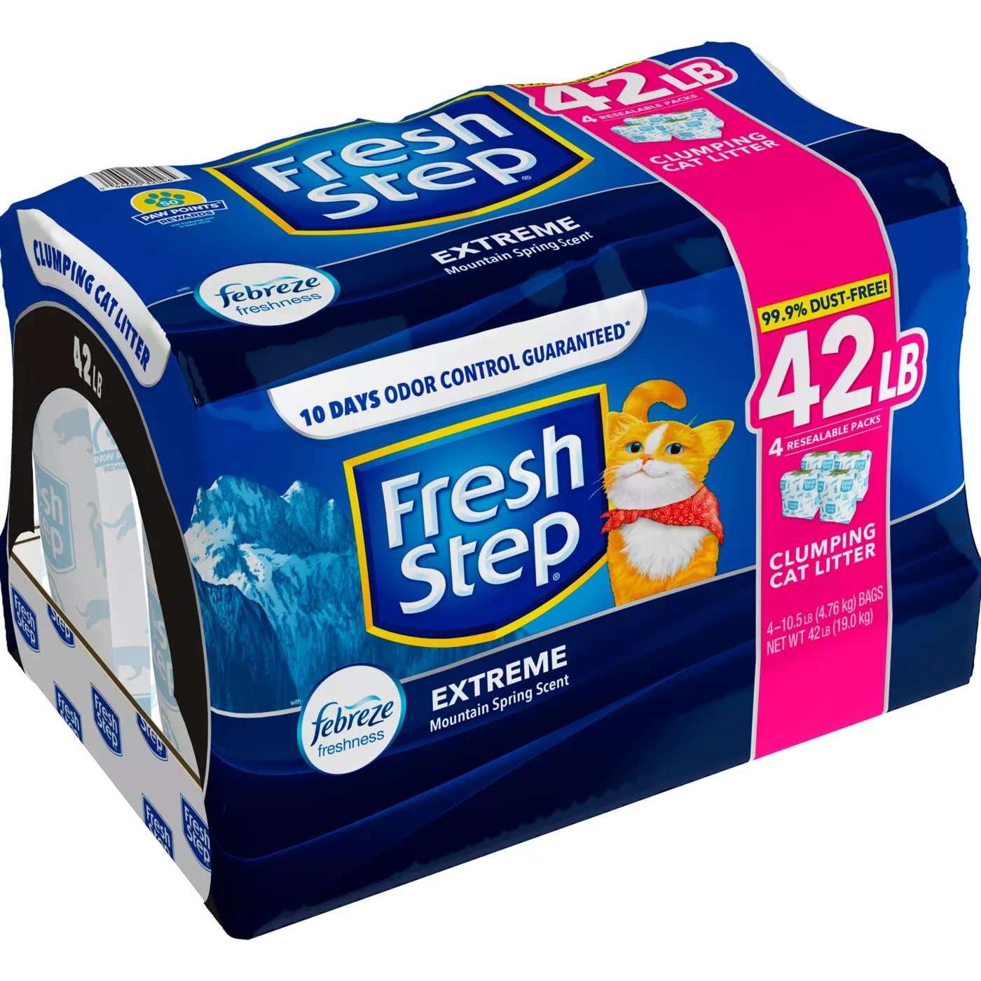 Fresh Step Extreme with Febreze Clumping Clay Cat Litter Mountain Spring Scented Low Dust