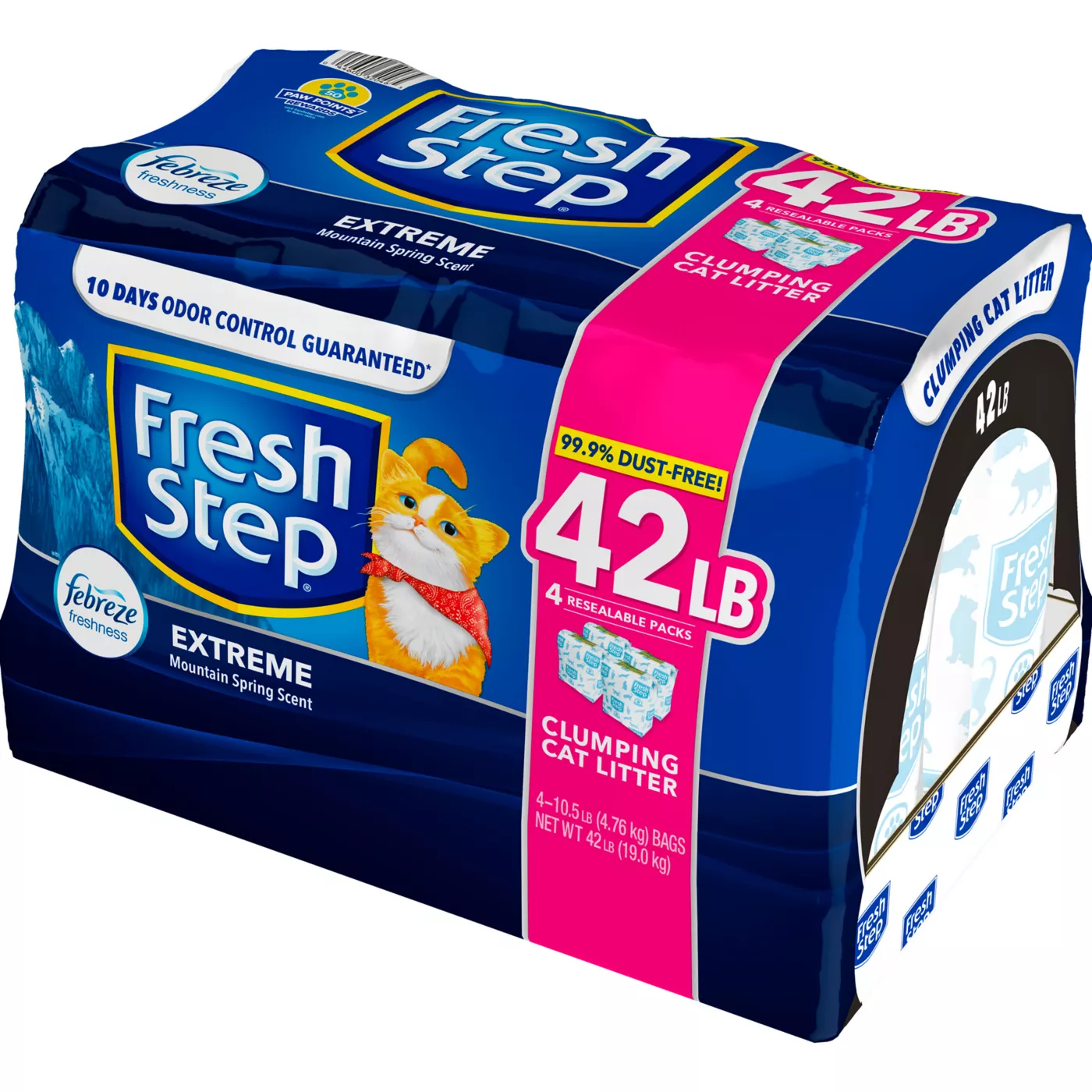 Fresh Step Extreme with Febreze Clumping Clay Cat Litter Mountain Spring Scented Low Dust