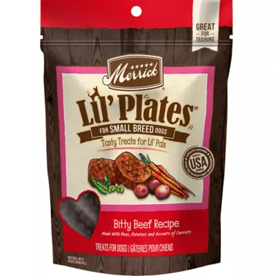 Product Merrick Lil' Plates Small Breed Bitty Beef Recipe Dog Treats, 5 Oz