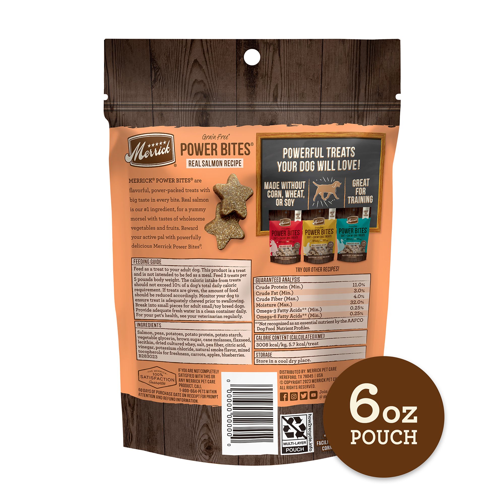 Merrick Power Bites Adult Dog Treats Salmon Corn Free Gluten Free