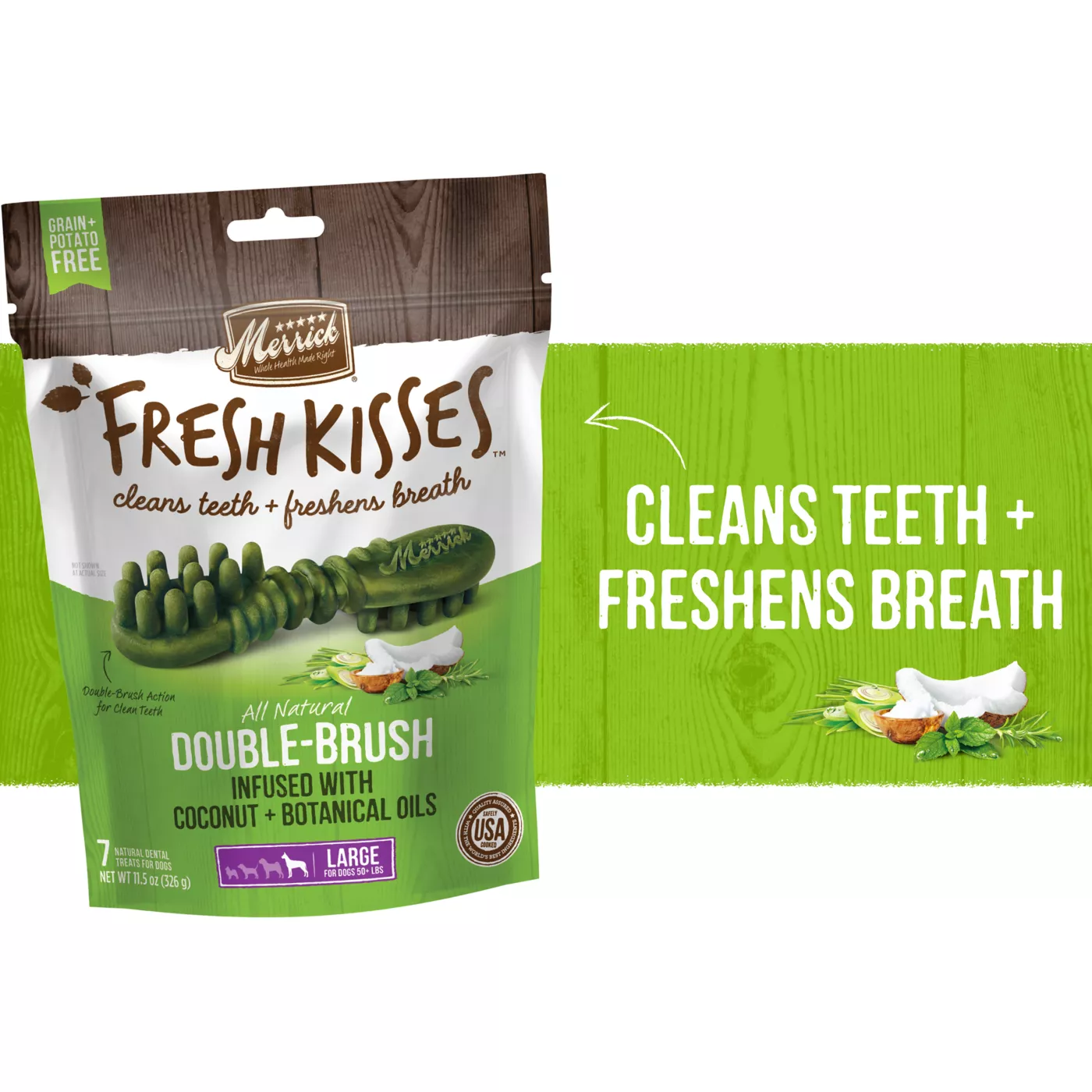 Merrick Fresh Kisses Large Breed Adult Dental Dog Treats Coconut Oil