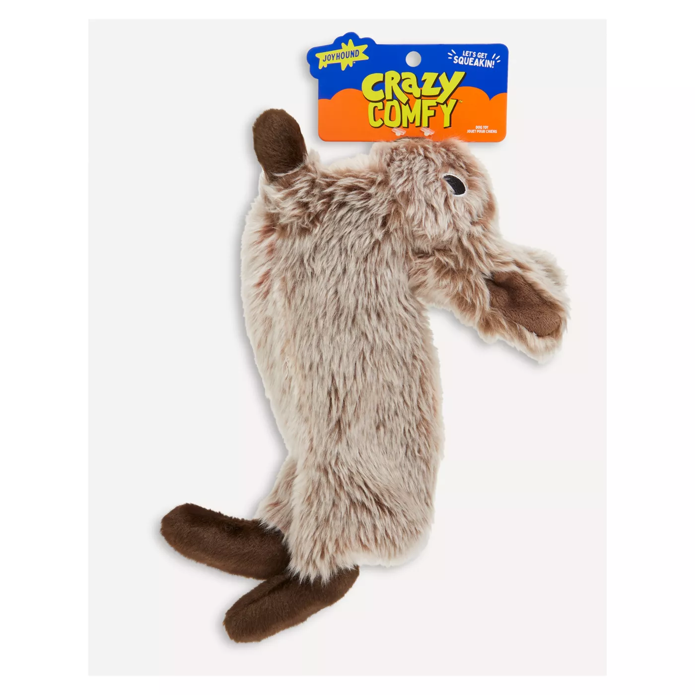 Joyhound Crazy Comfy Realistic Rabbit Flattie Dog Toy Crinkle Squeaker