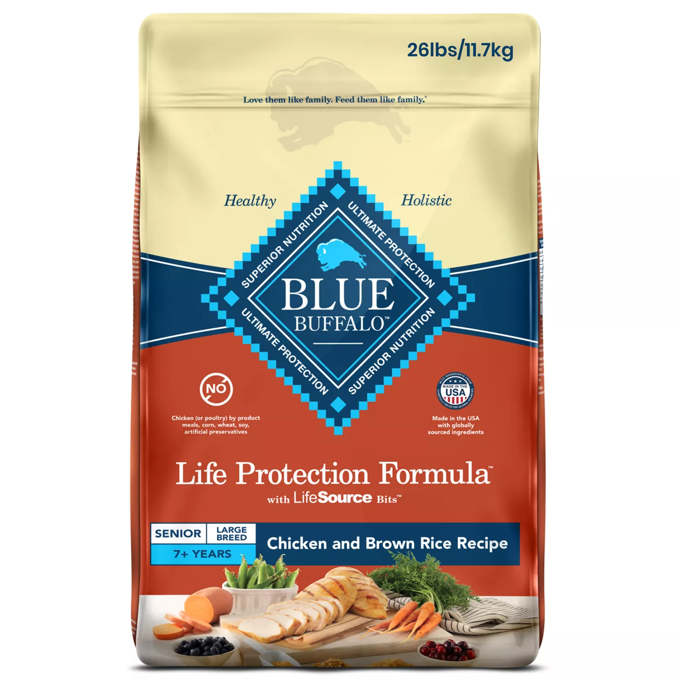 Blue Buffalo Life Protection Formula Large Breed Senior Dry Dog Food Natural Chicken