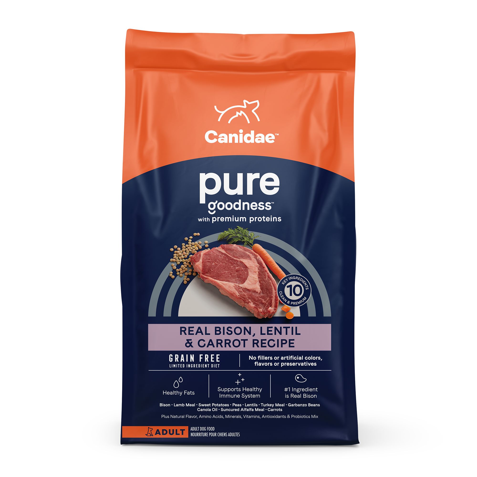 Canidae Grain Free Pure Bison Lentil Carrot Dry Dog Food 21 lb