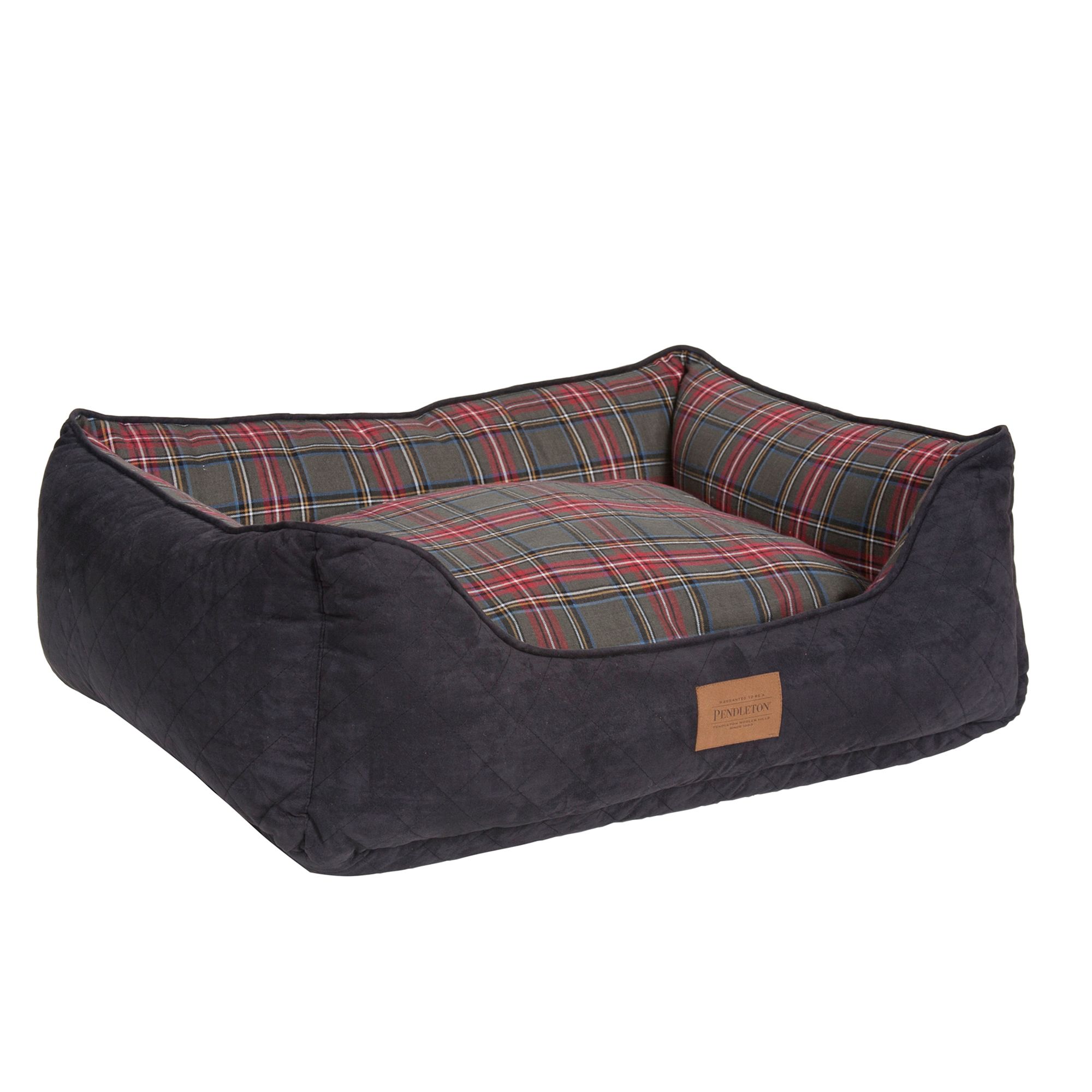 plaid dog bed